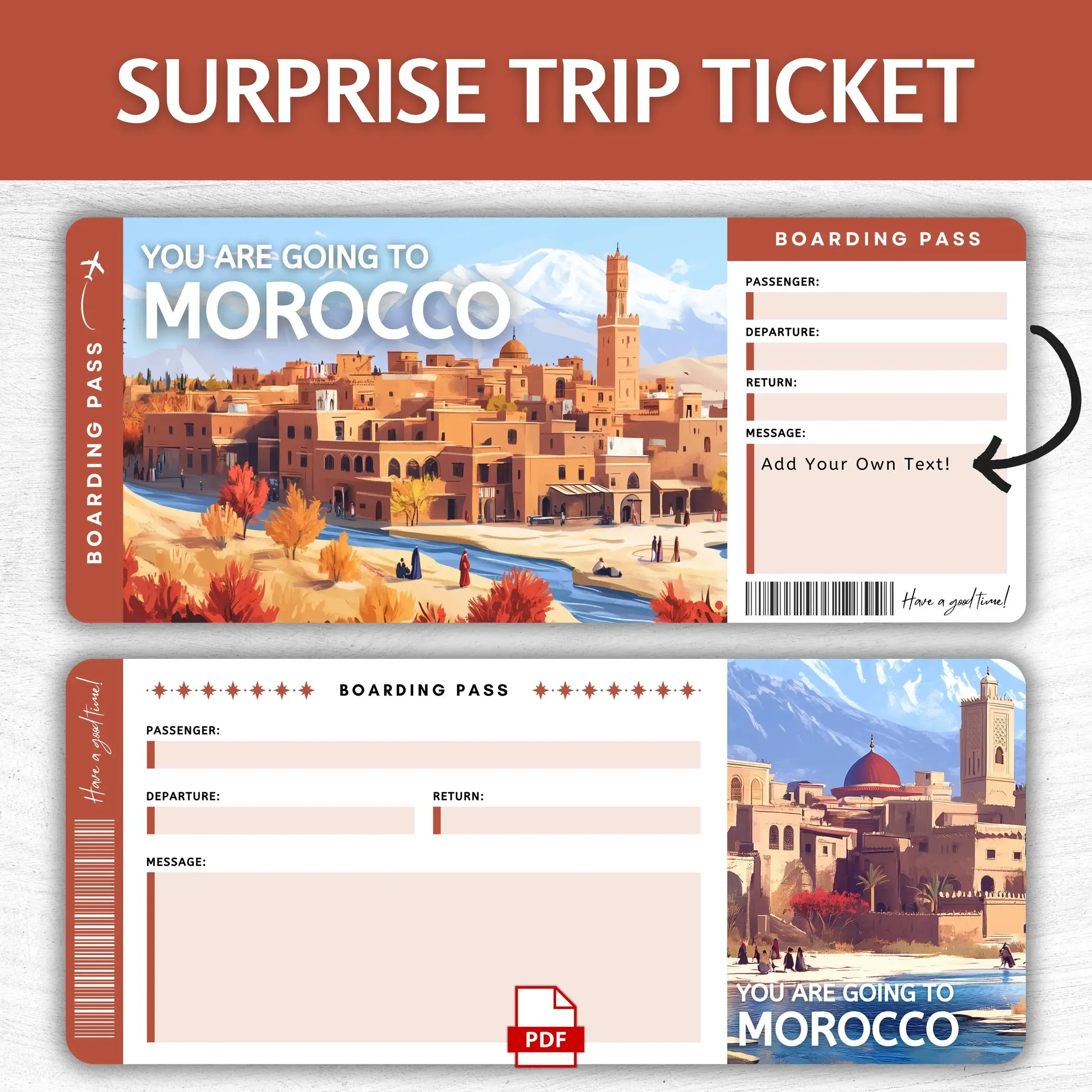 Printable Morocco Boarding Pass