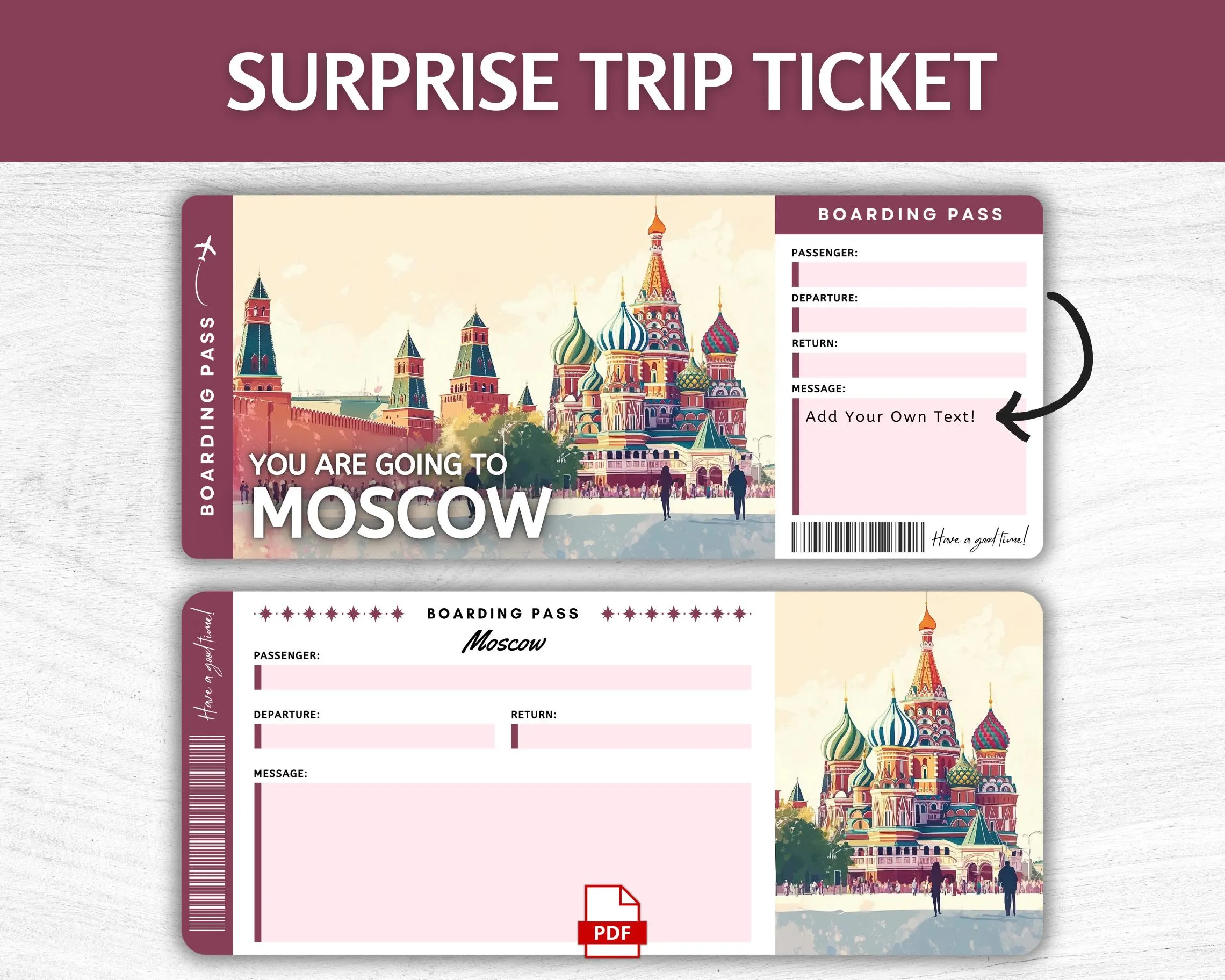 Printable Moscow Boarding Pass