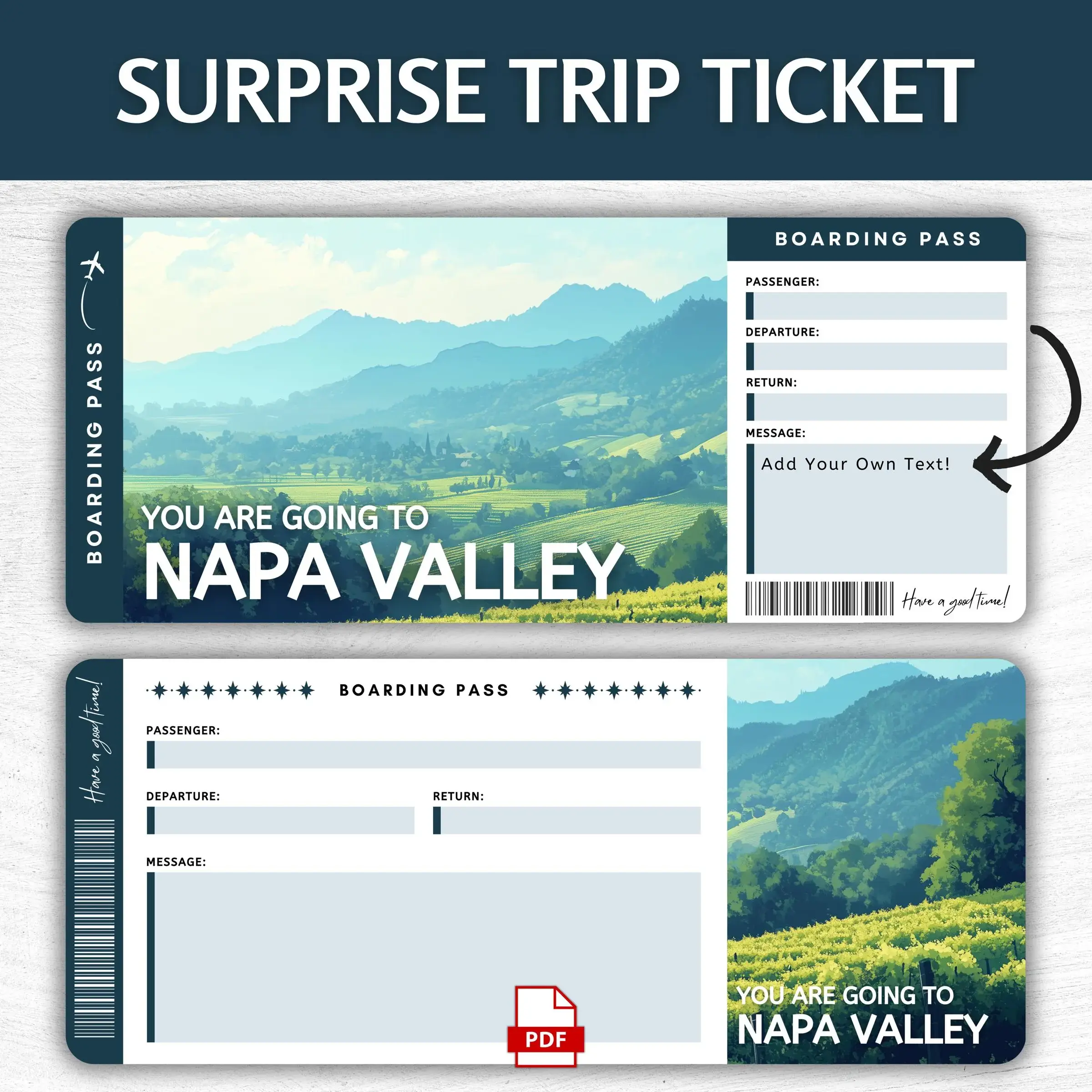 Printable Napa Valley Boarding Pass