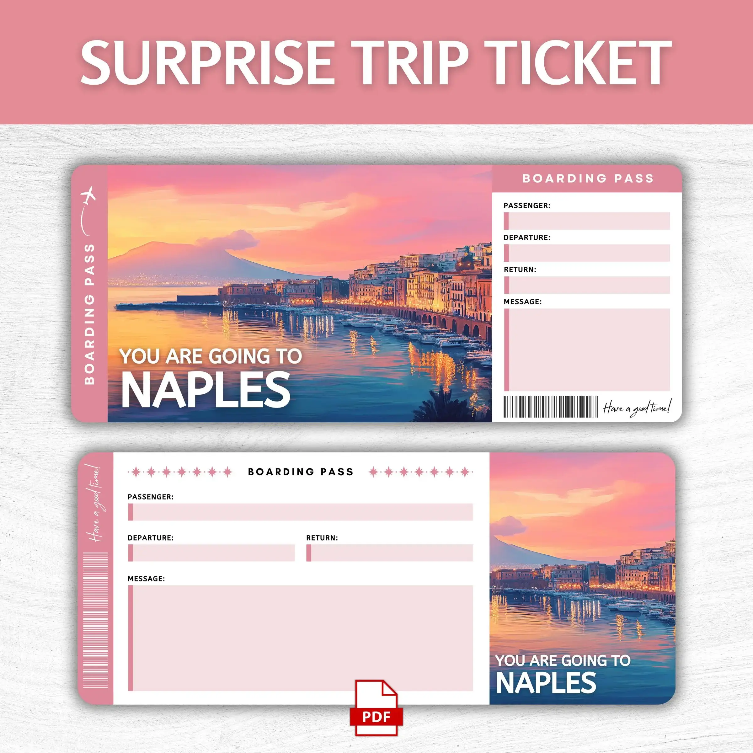 Printable Naples Boarding Pass