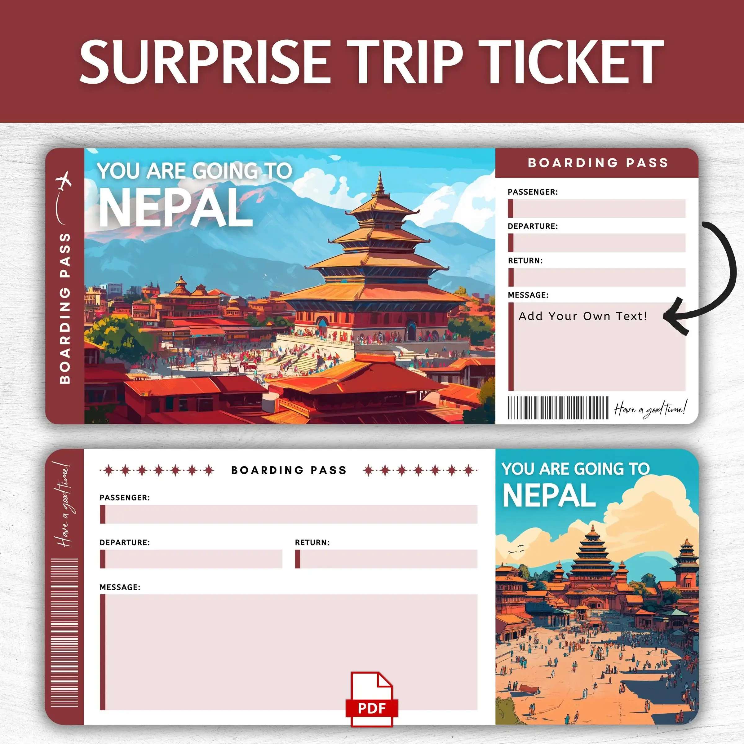 Printable Nepal Boarding Pass