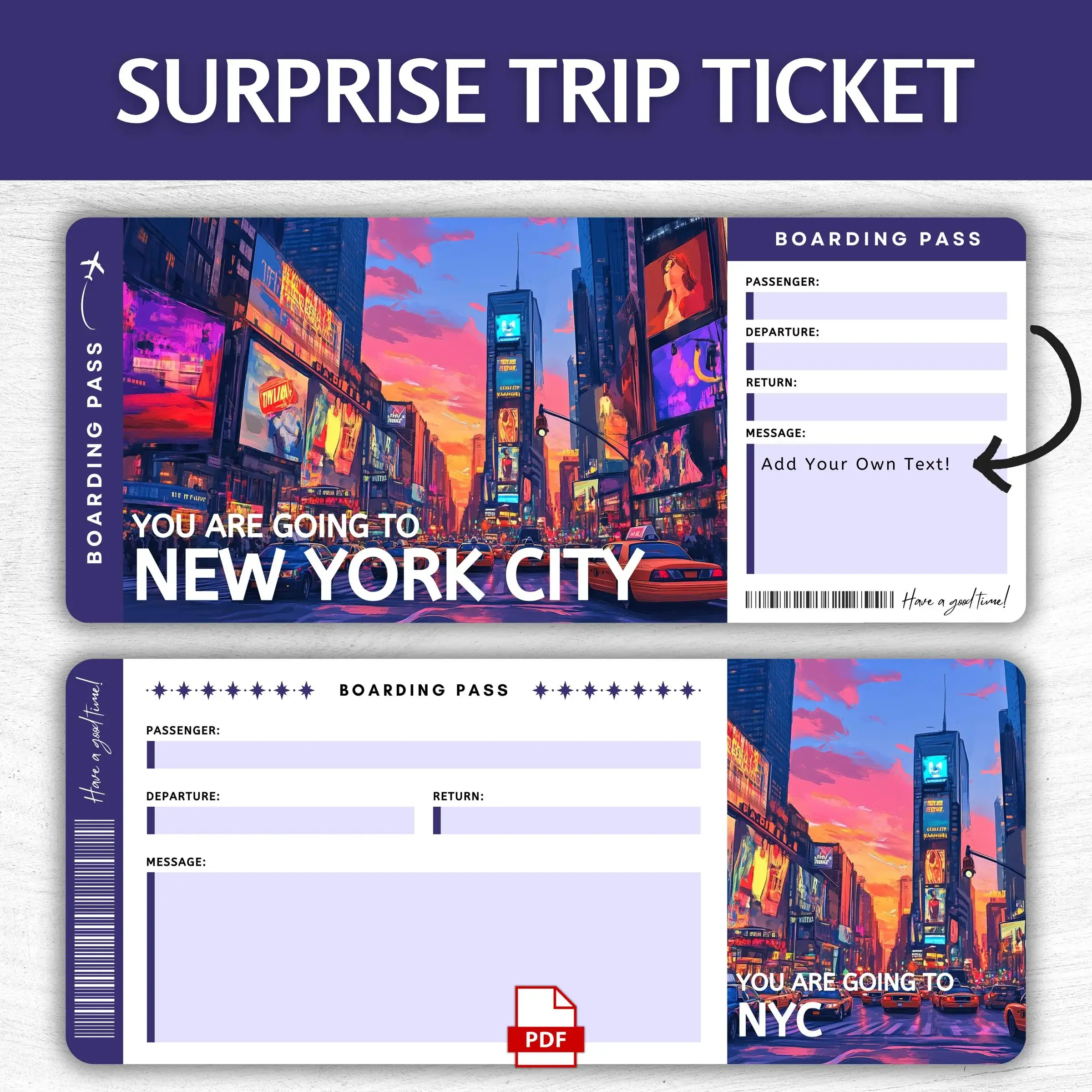 Printable New York City Boarding Pass