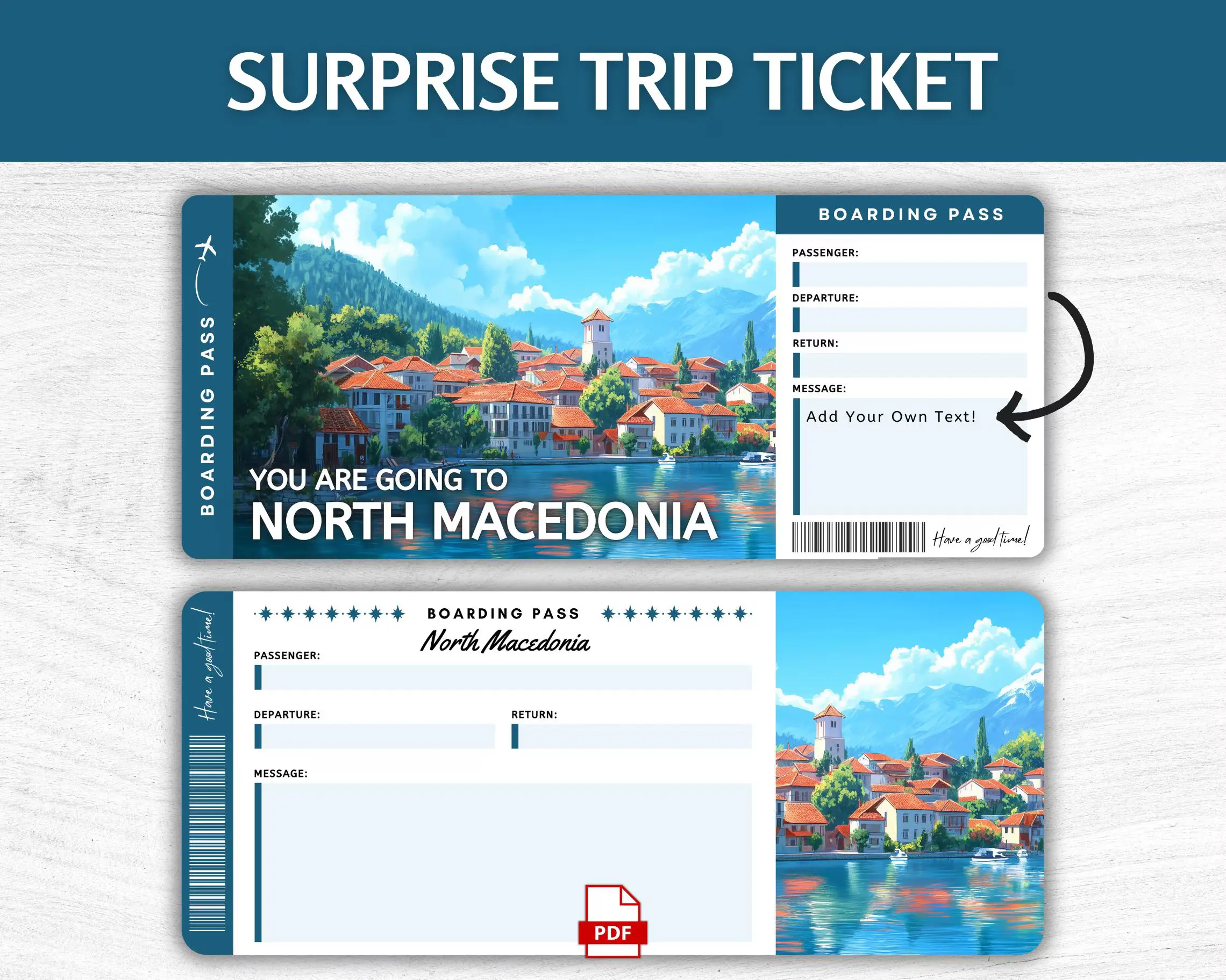 Printable North Macedonia Boarding Pass