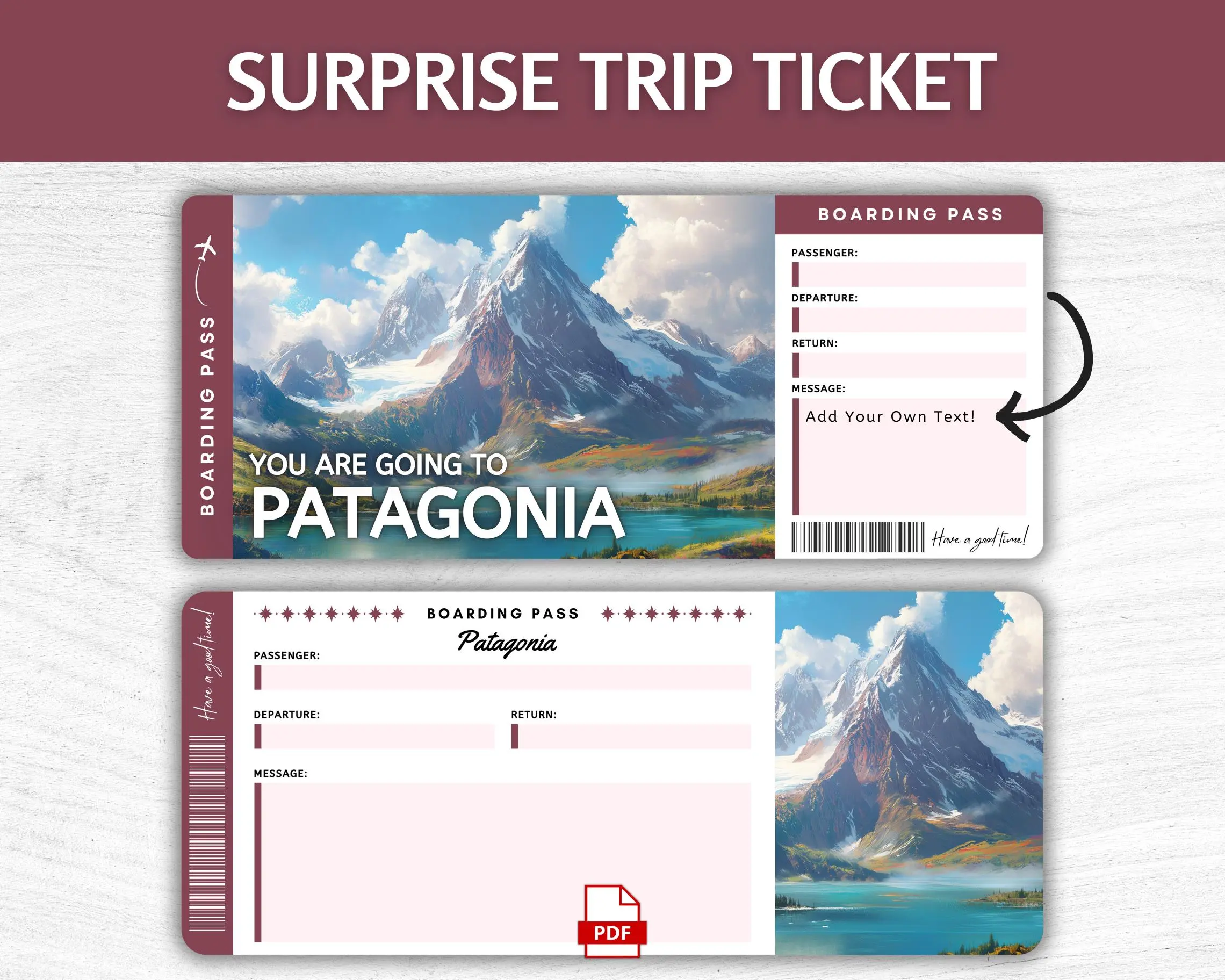 Printable Patagonia Boarding Pass