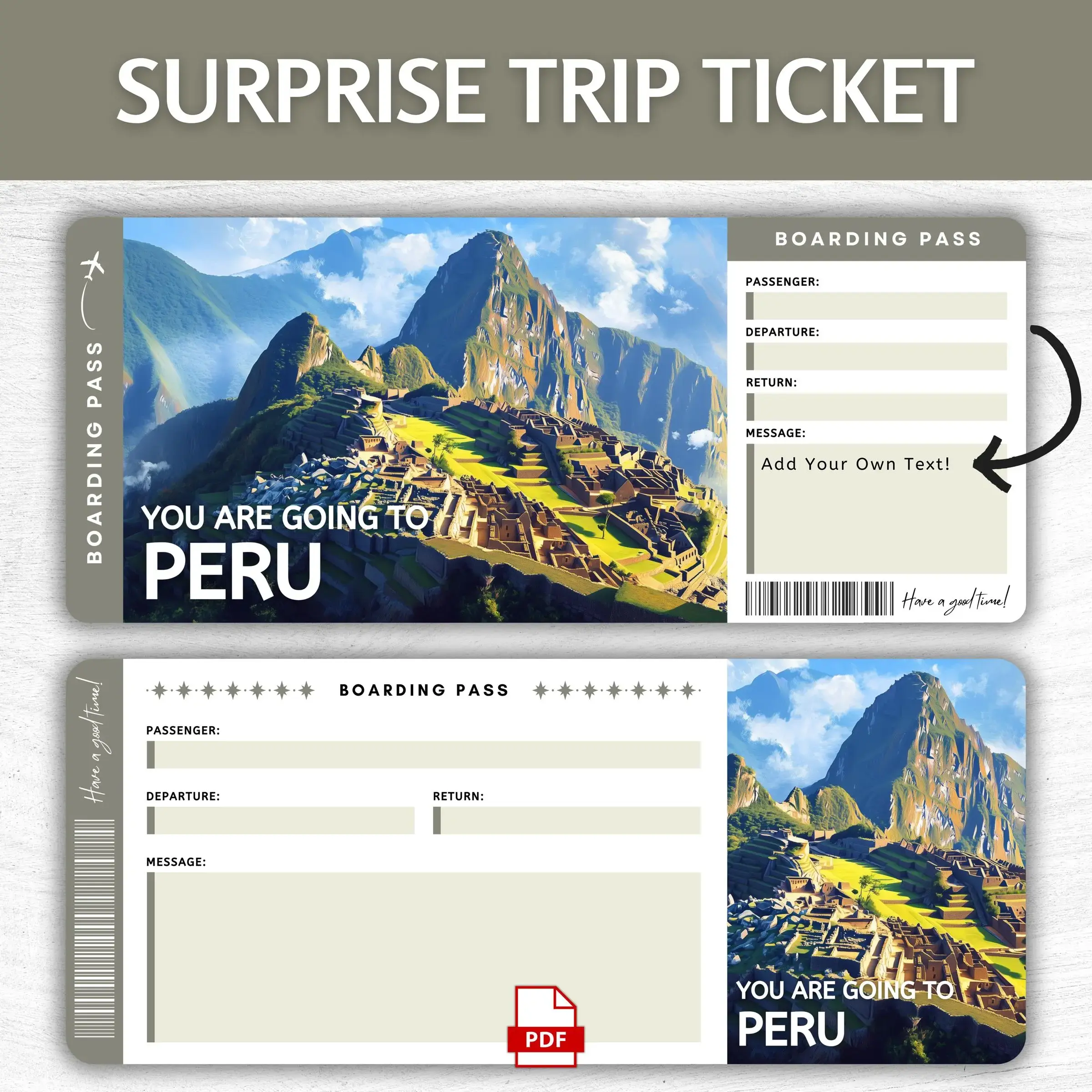 Printable Peru Boarding Pass