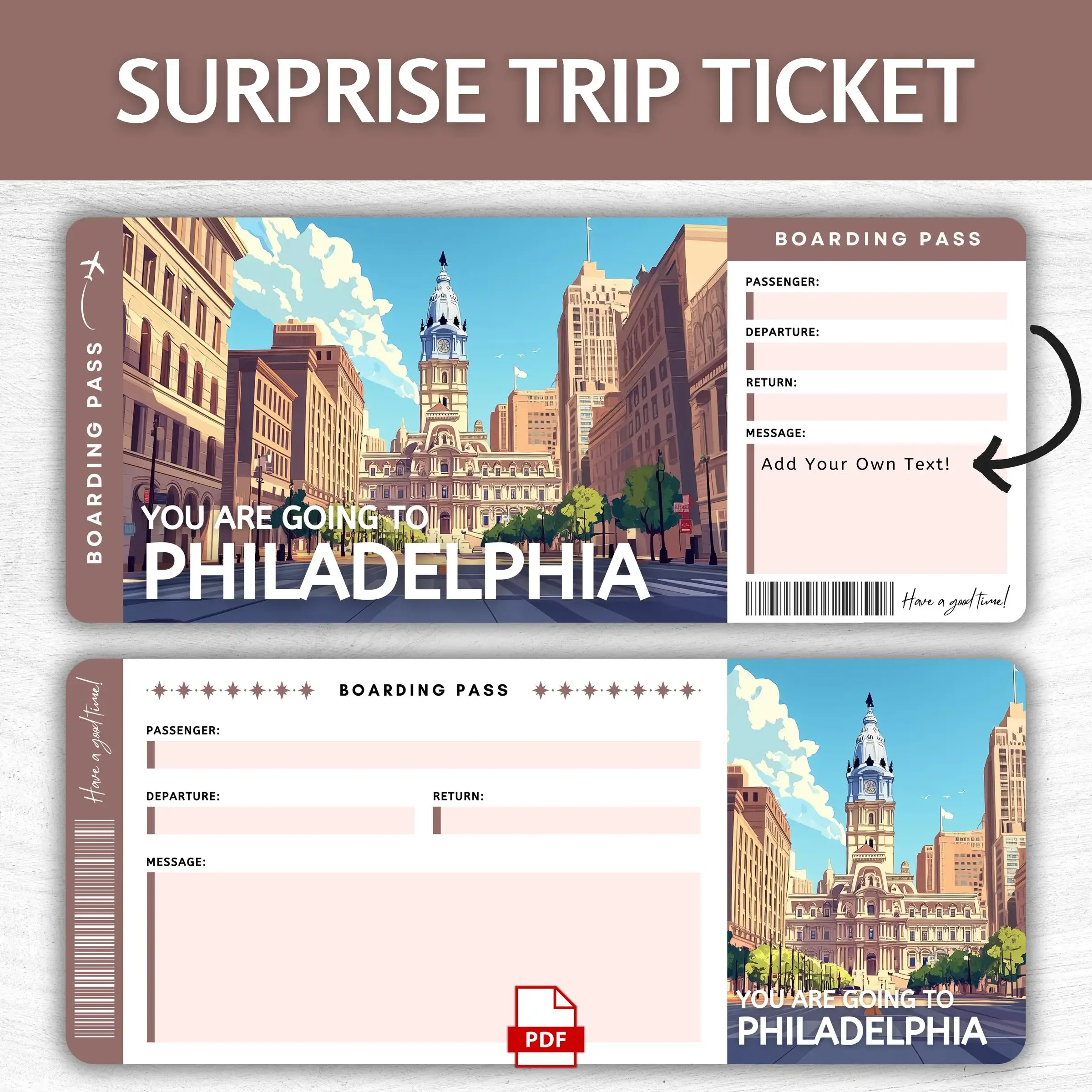 Printable Philadelphia Boarding Pass