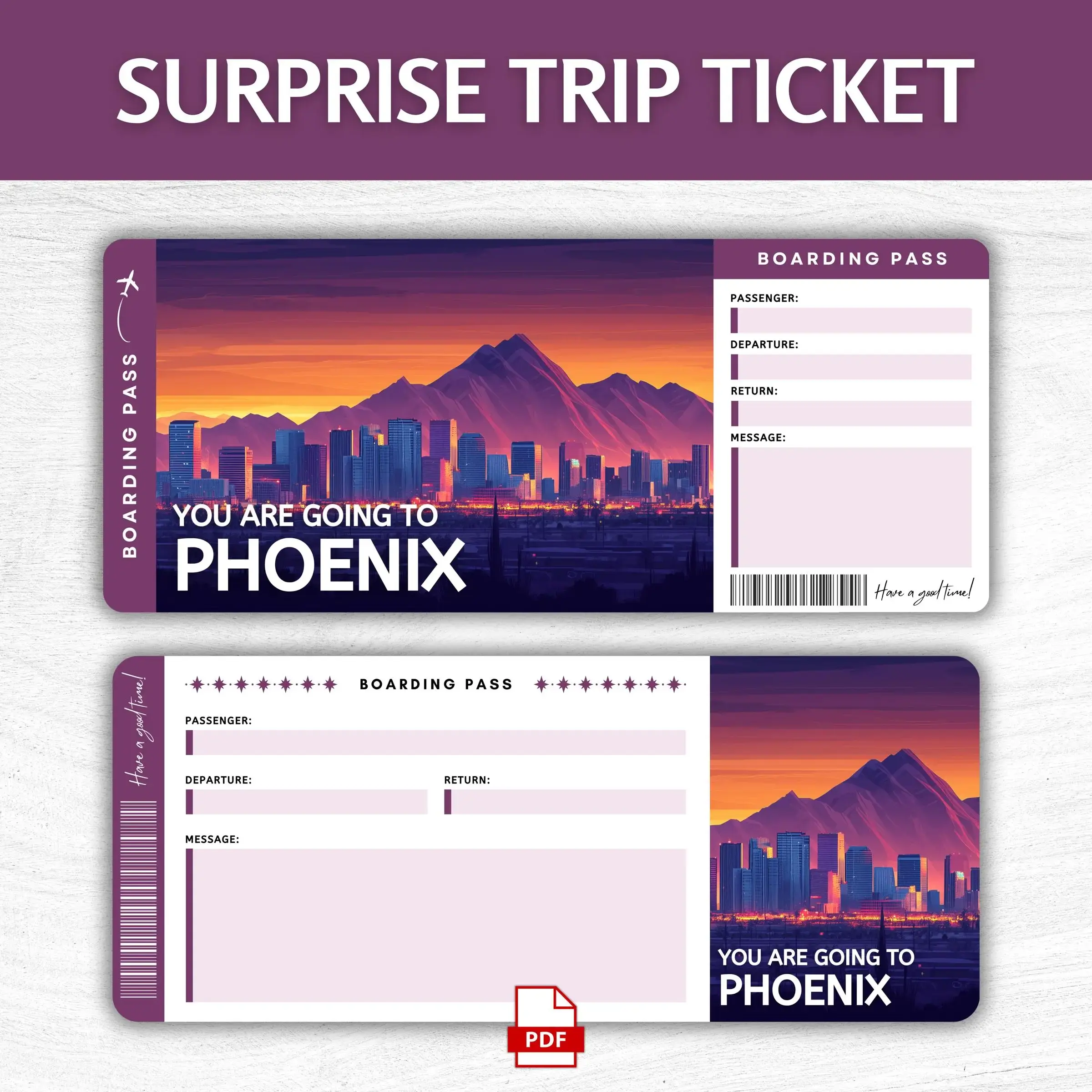 Printable Phoenix Boarding Pass