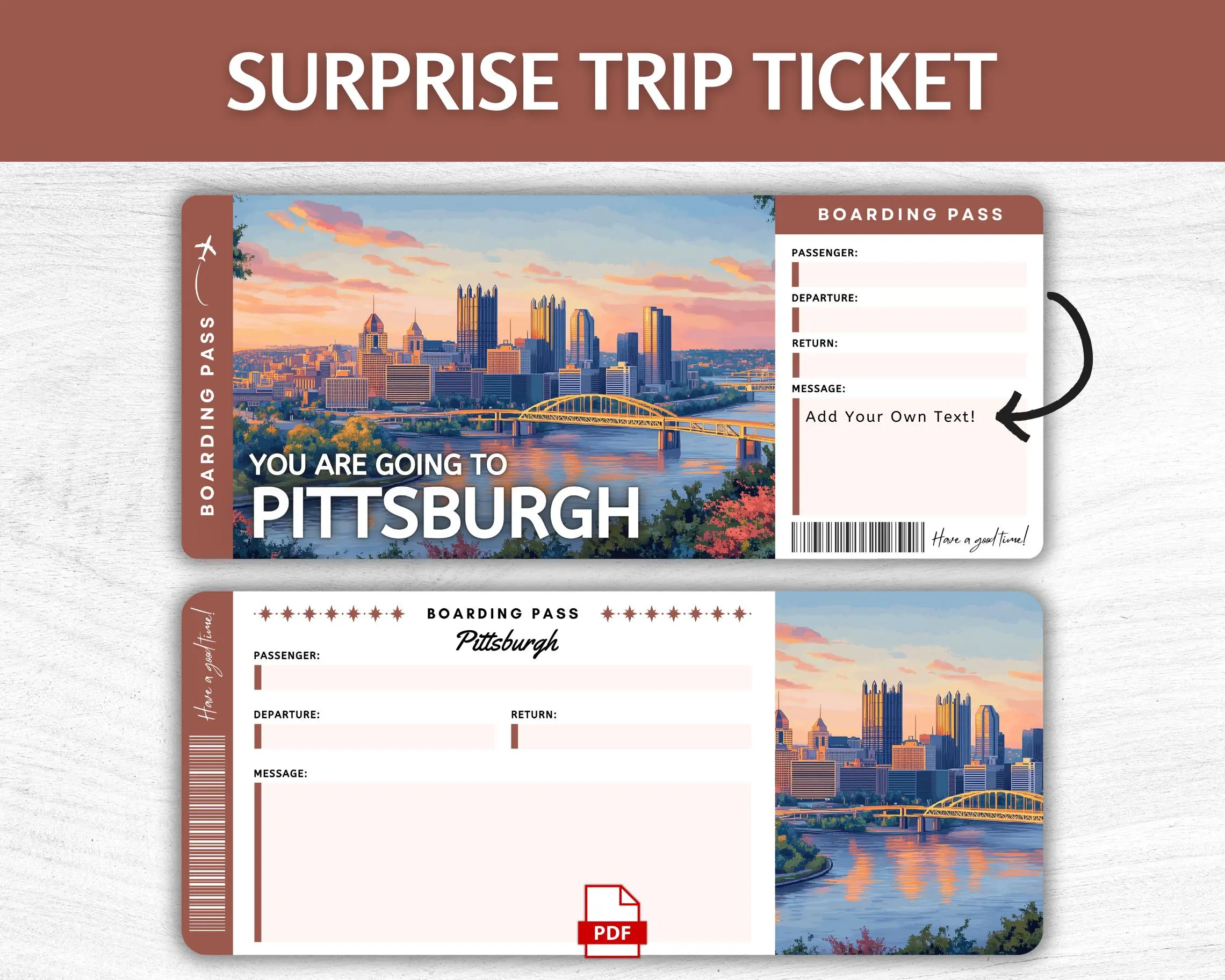 Printable Pittsburgh Boarding Pass