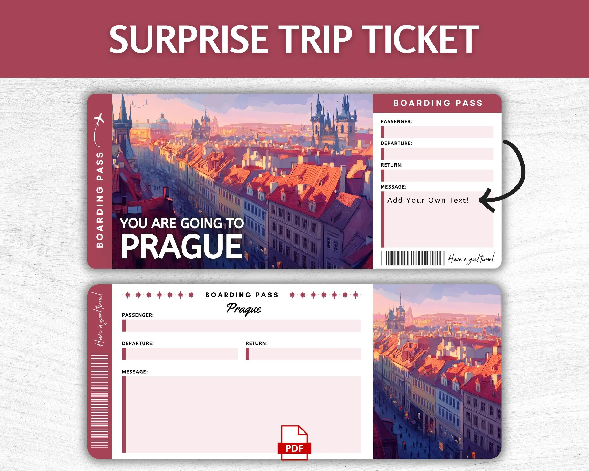 Printable Prague Boarding Pass