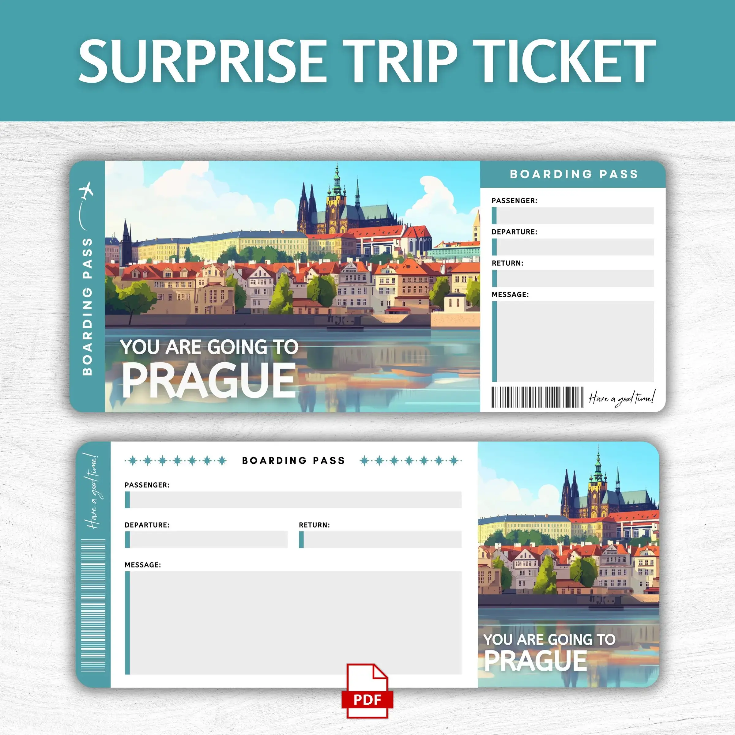 Printable Prague Boarding Pass