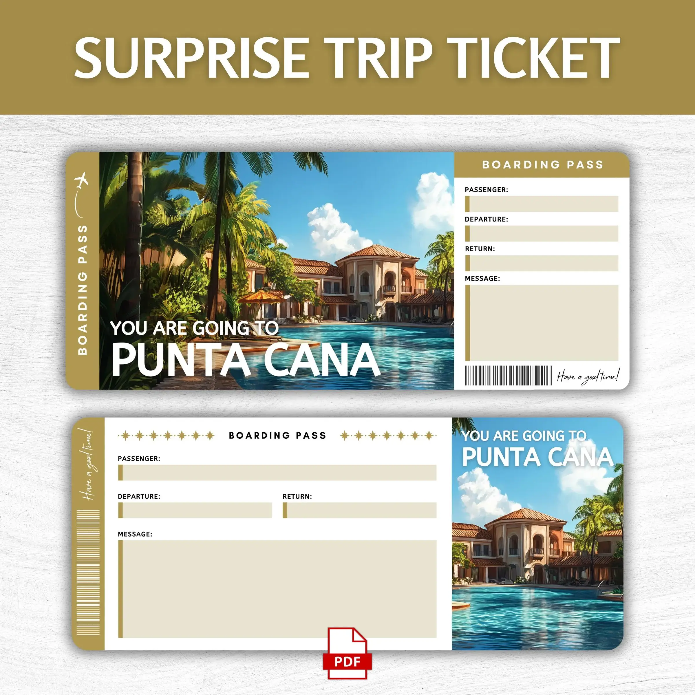 Printable Punta Cana Boarding Pass