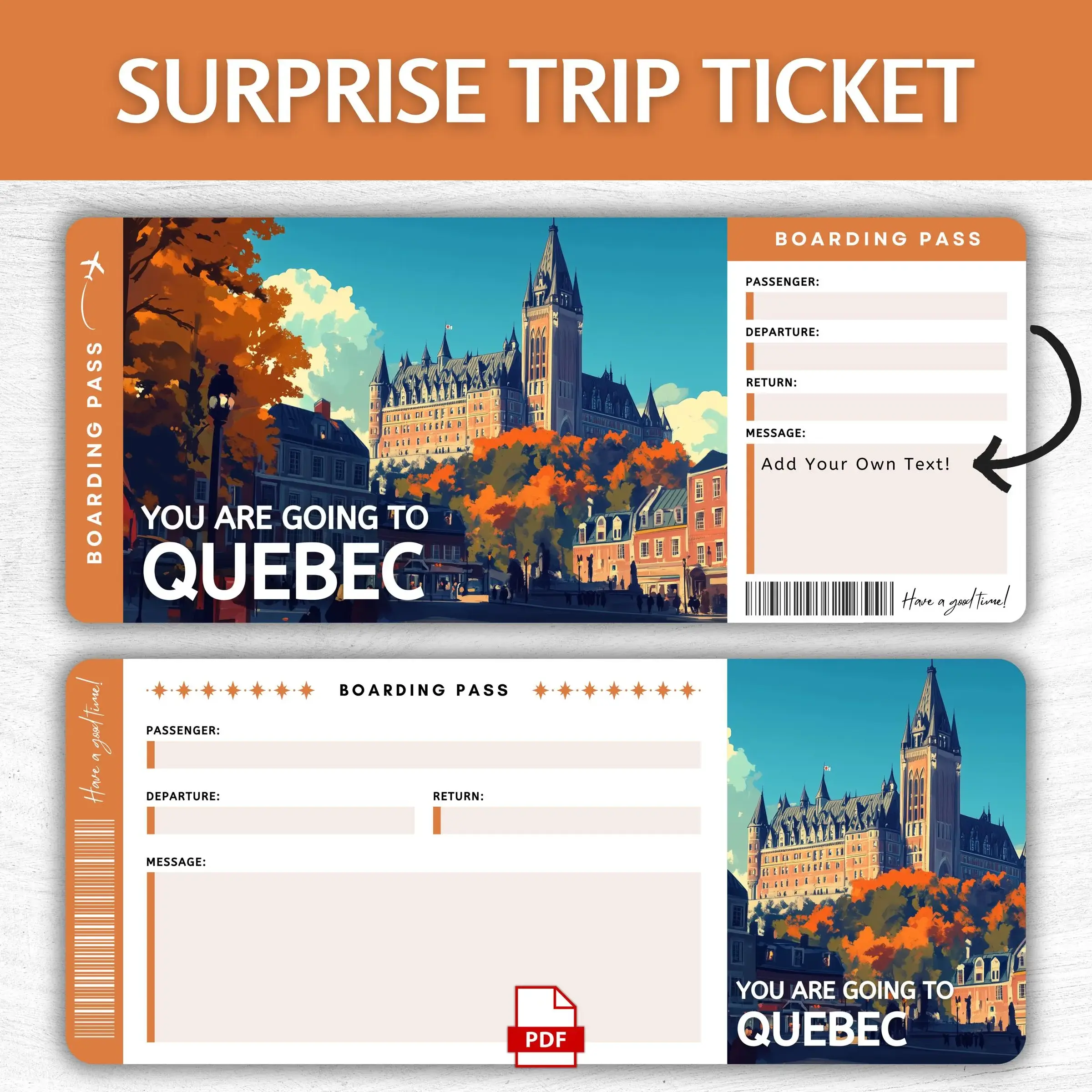 Printable Quebec Boarding Pass