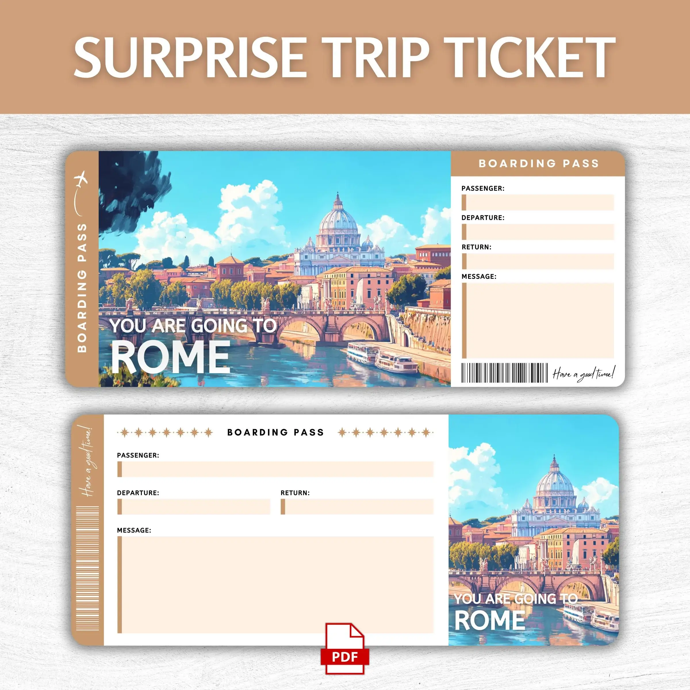 Printable Rome Boarding Pass