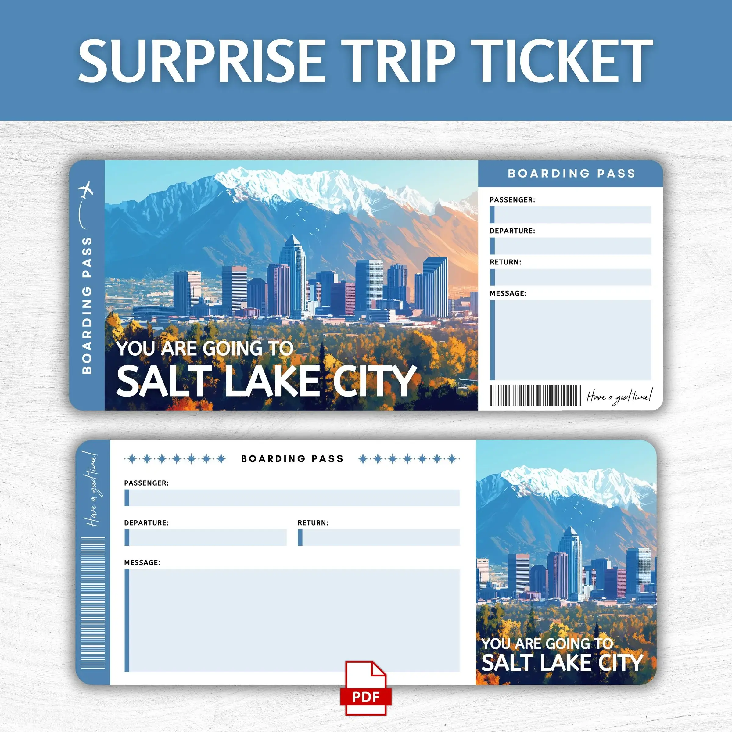 Printable Salt Lake City Boarding Pass