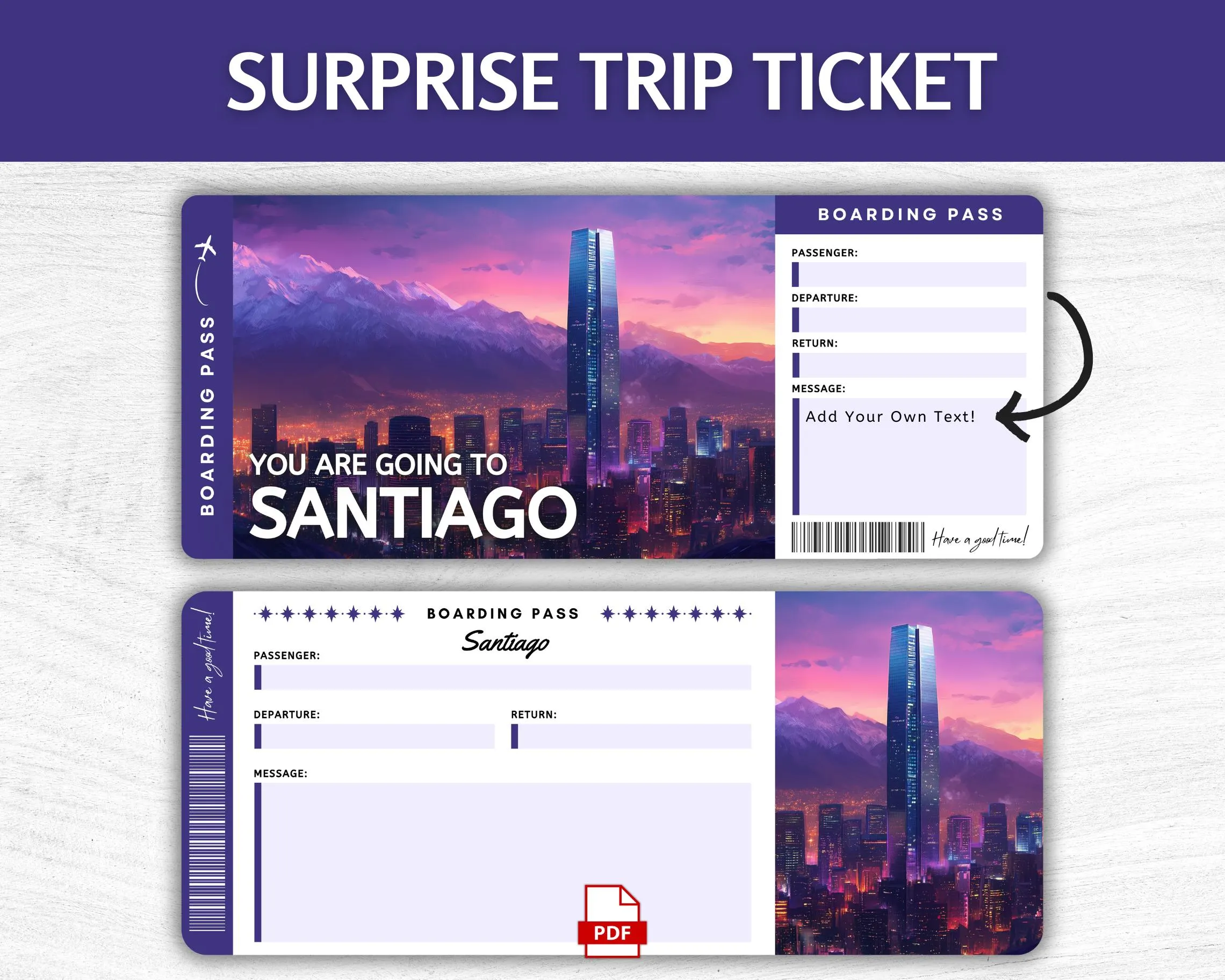 Printable Santiago Boarding Pass