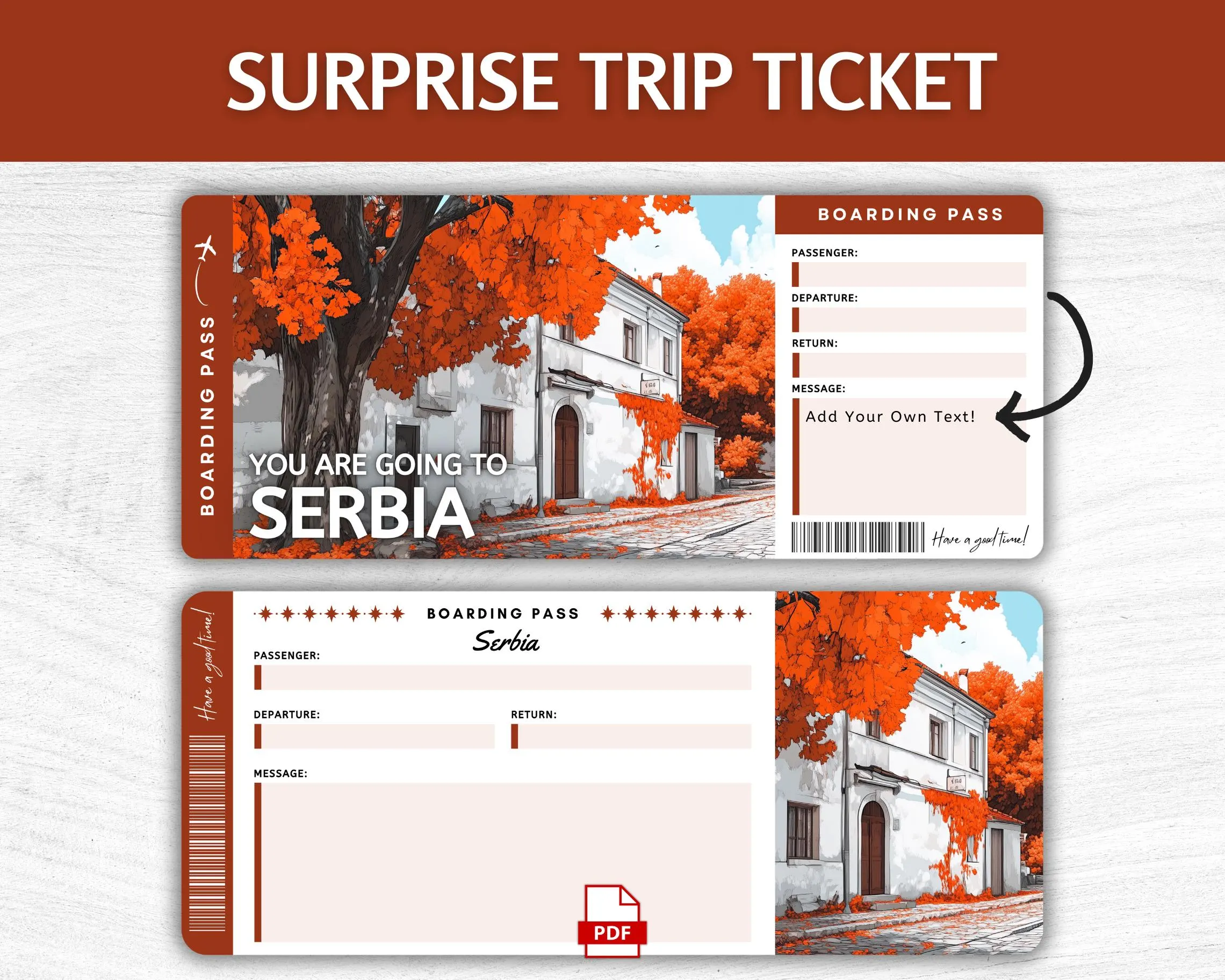 Printable Serbia Boarding Pass