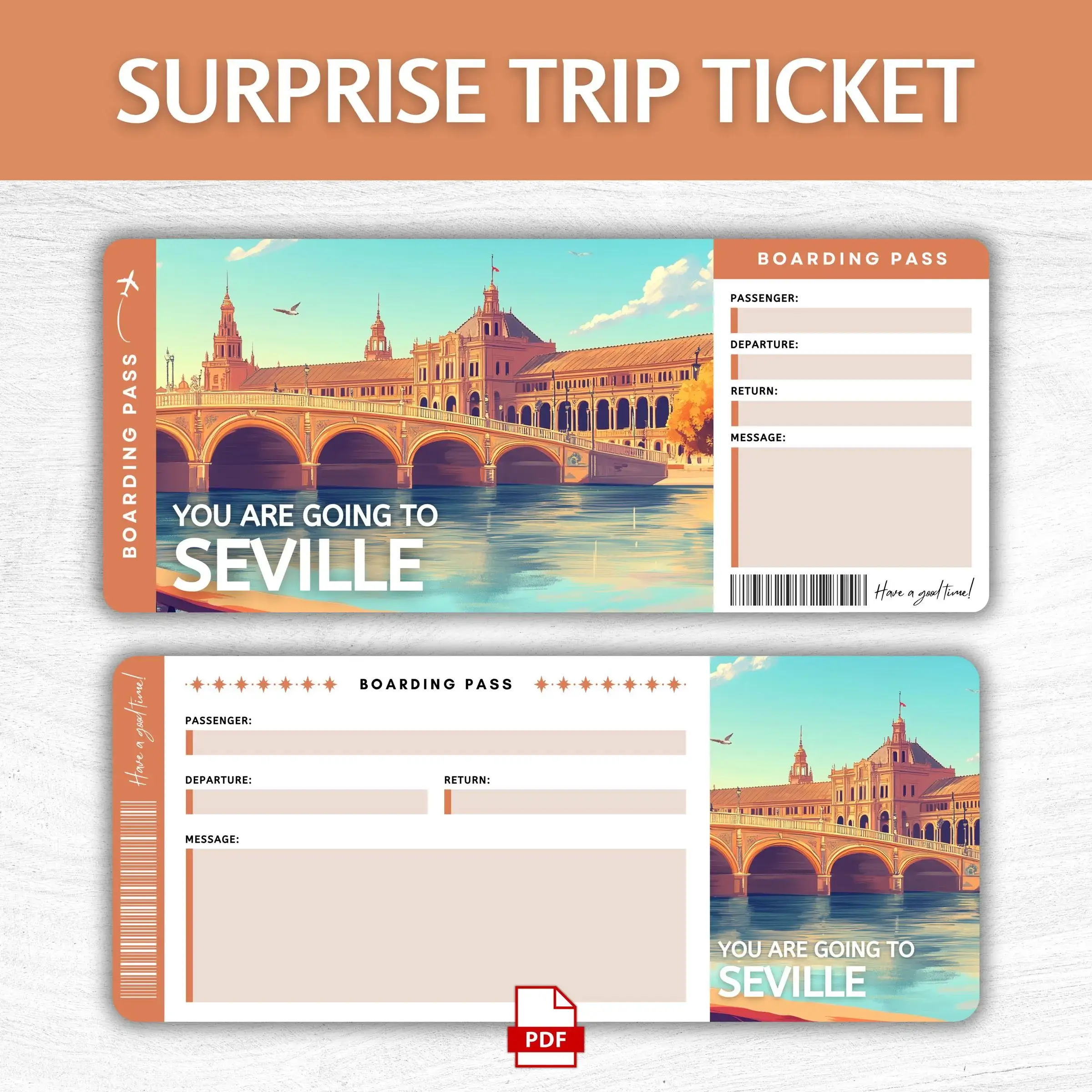 Printable Seville Boarding Pass
