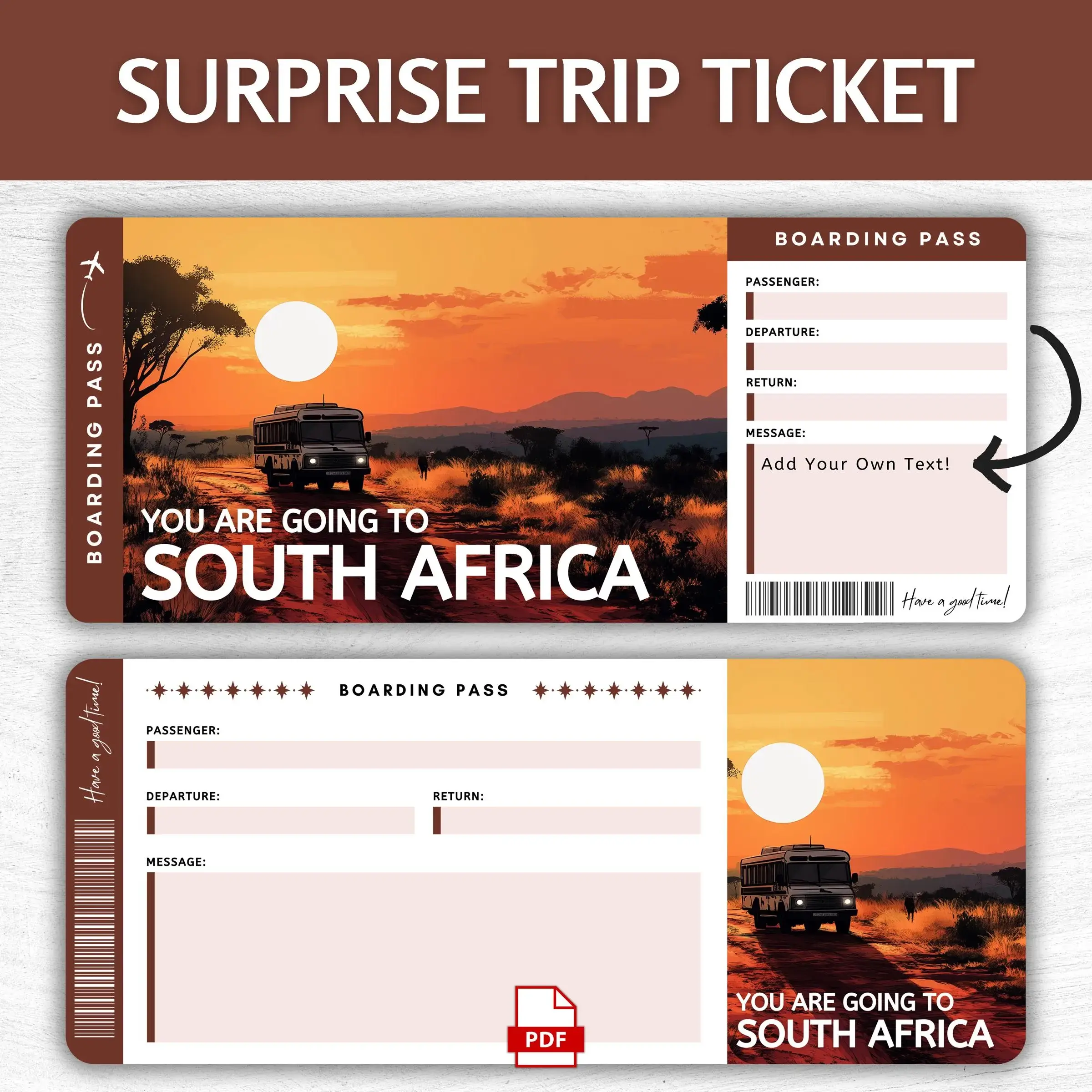 Printable South Africa Boarding Pass