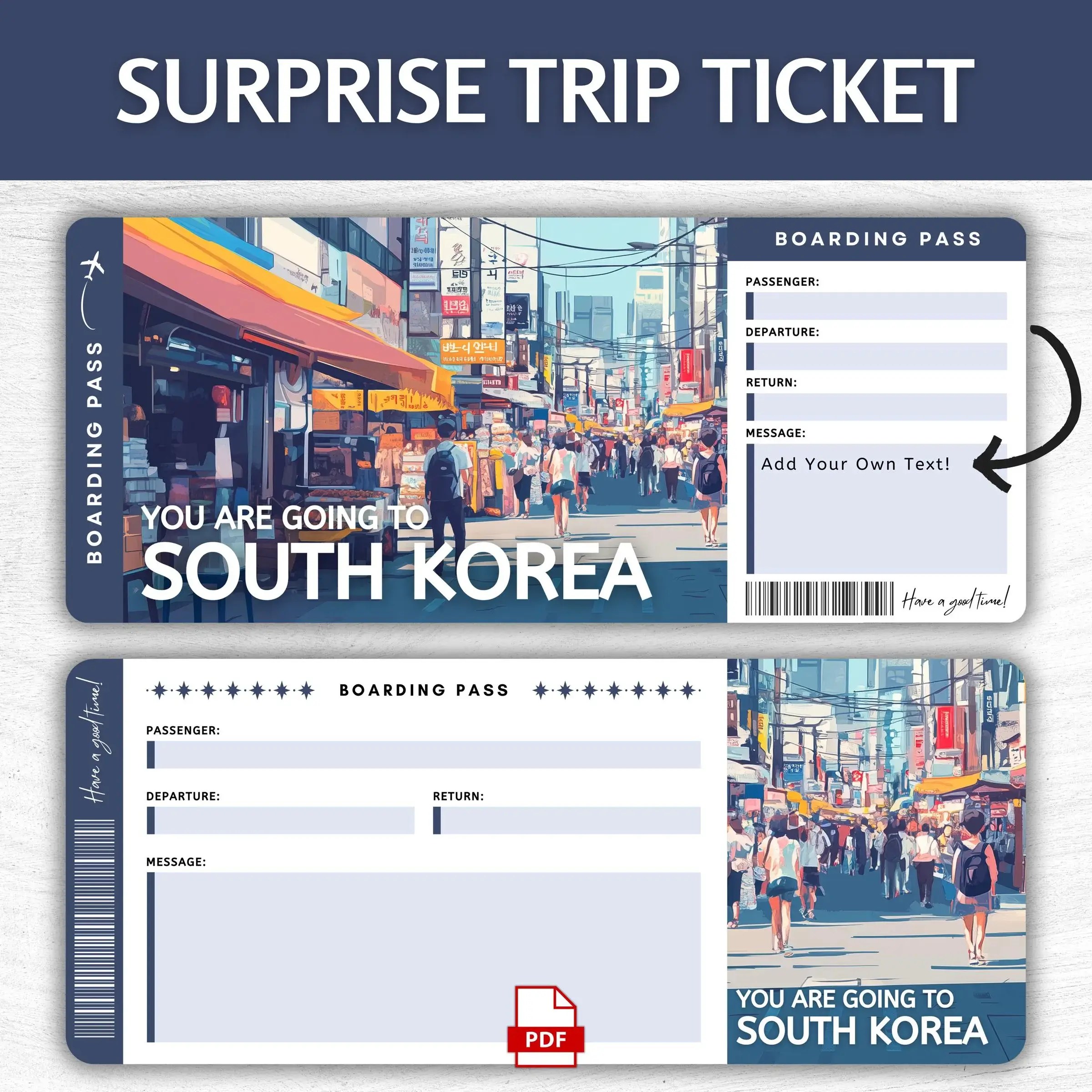Printable South Korea Boarding Pass
