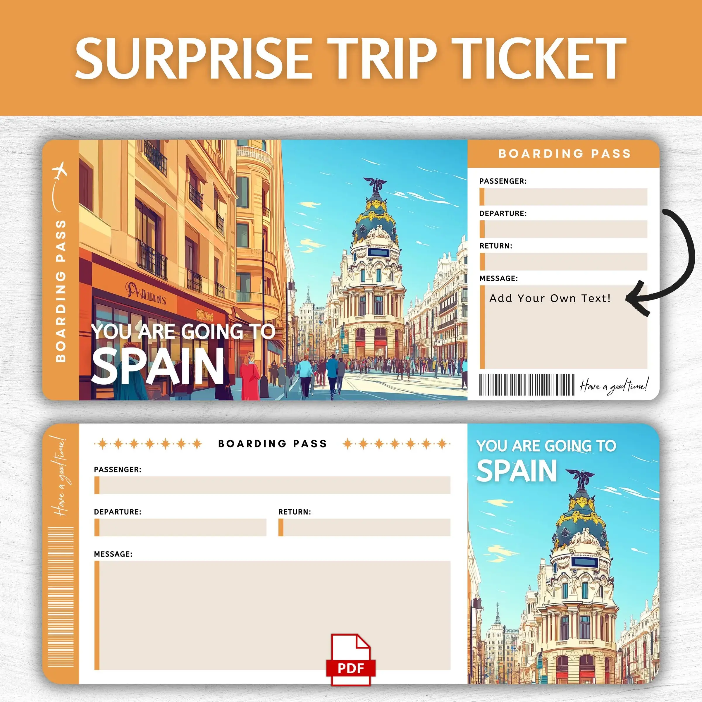 Printable Spain Boarding Pass