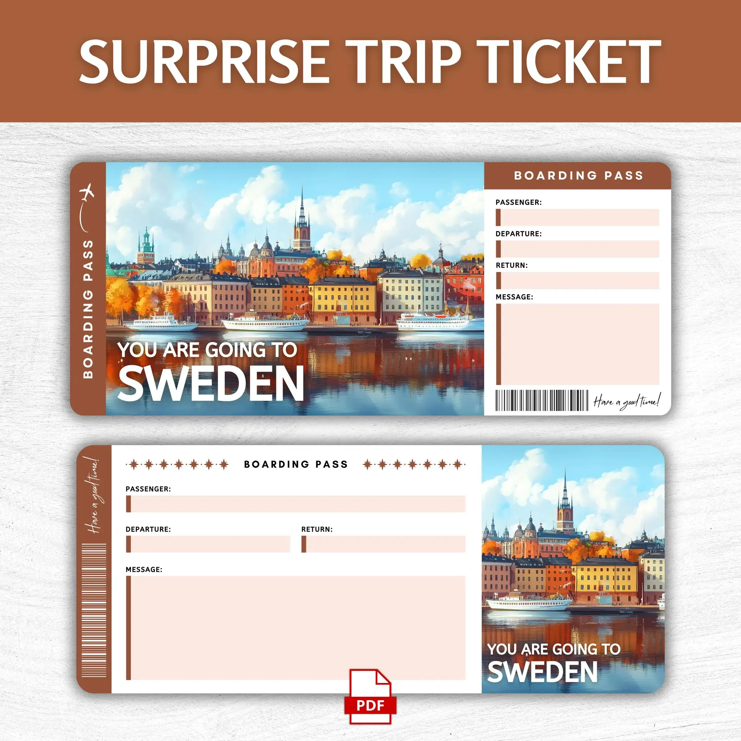 Printable Sweden Boarding Pass