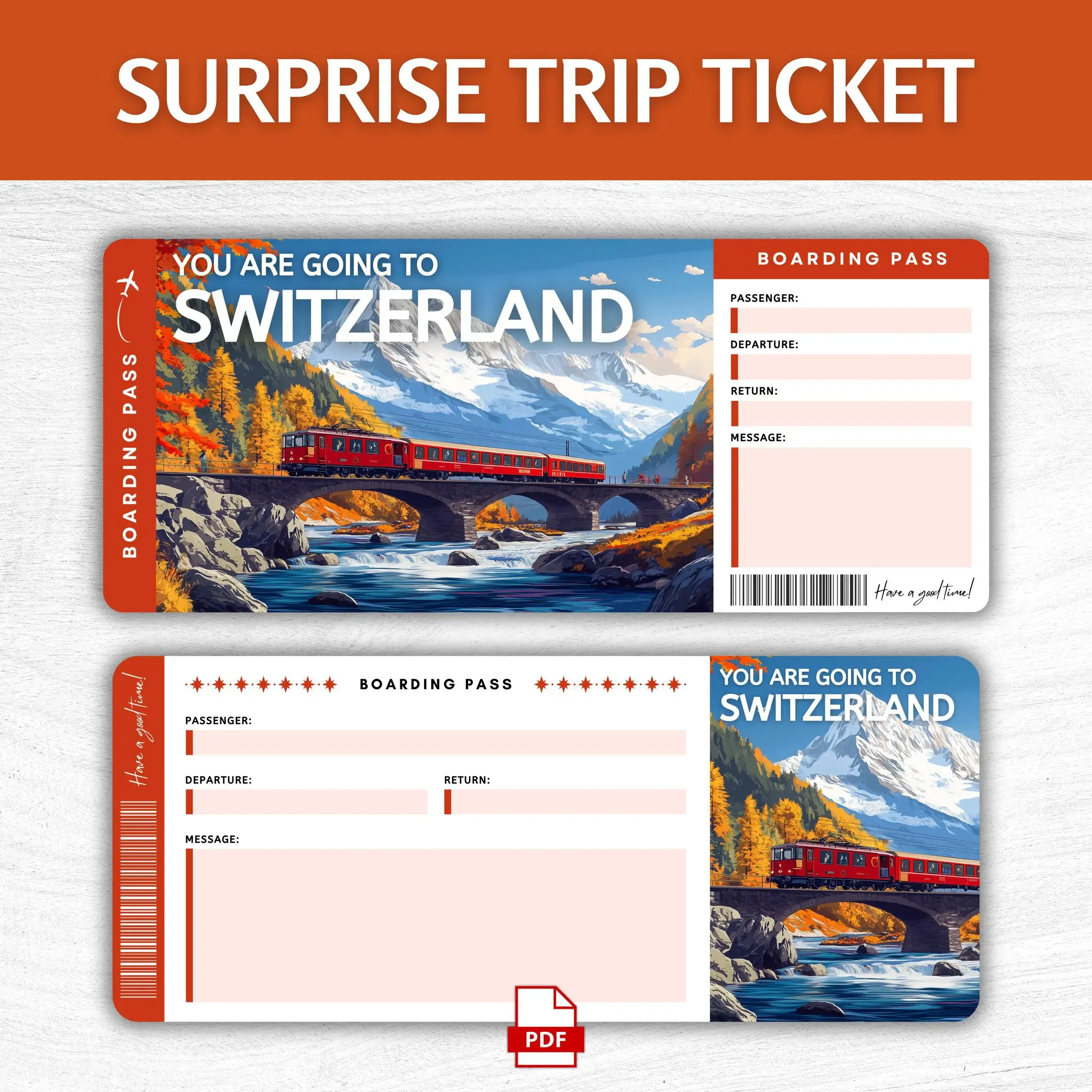 Printable Switzerland Boarding Pass