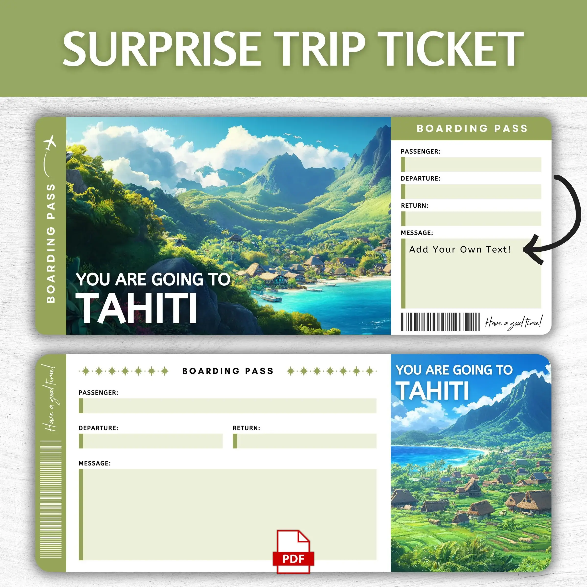 Printable Tahiti Boarding Pass