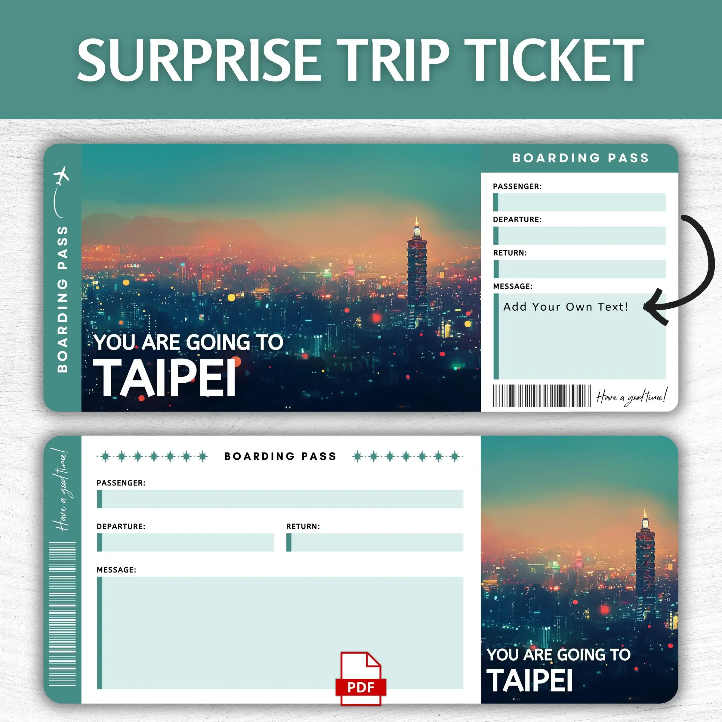 Printable Taipei Boarding Pass