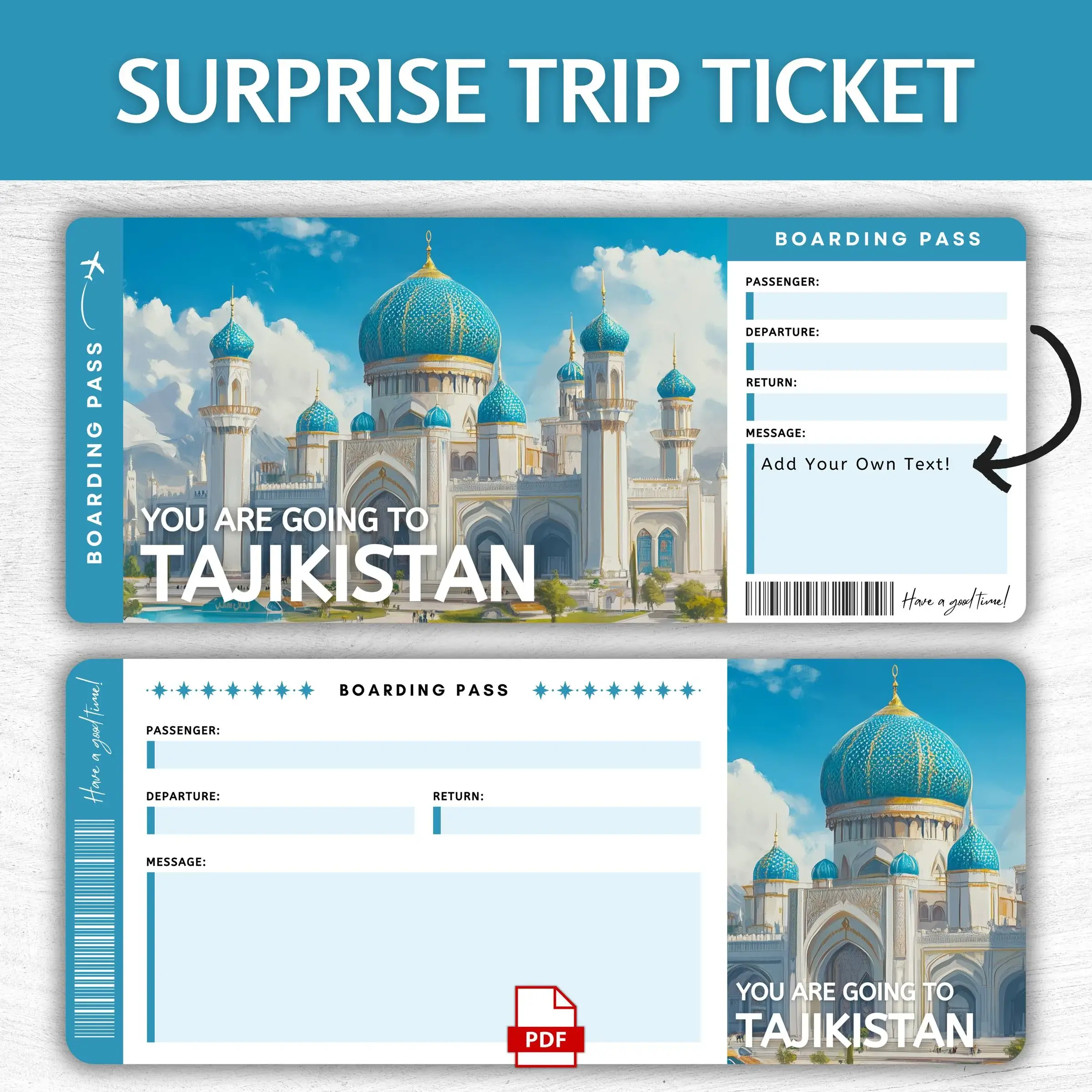 Printable Tajikistan Boarding Pass