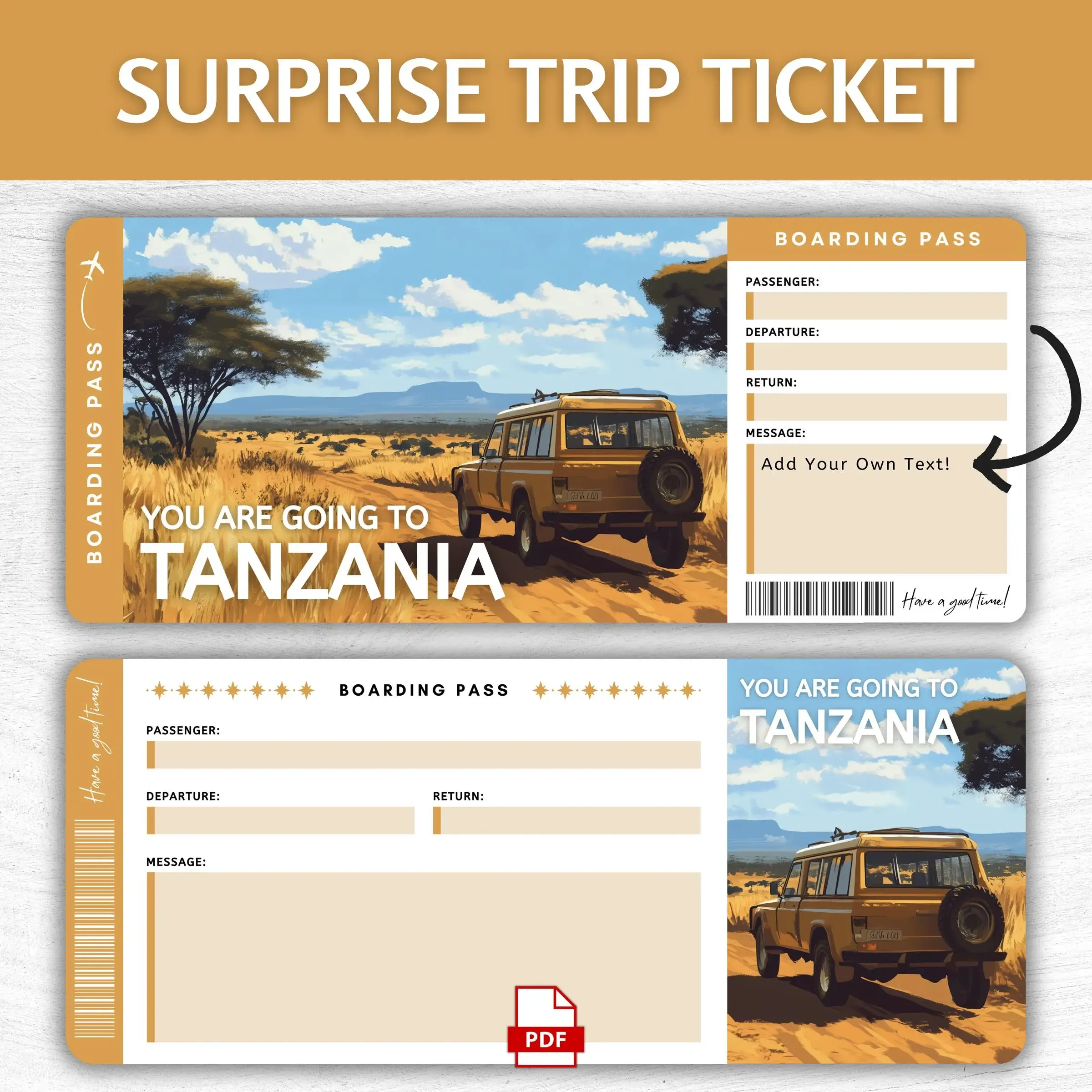 Printable Tanzania Boarding Pass