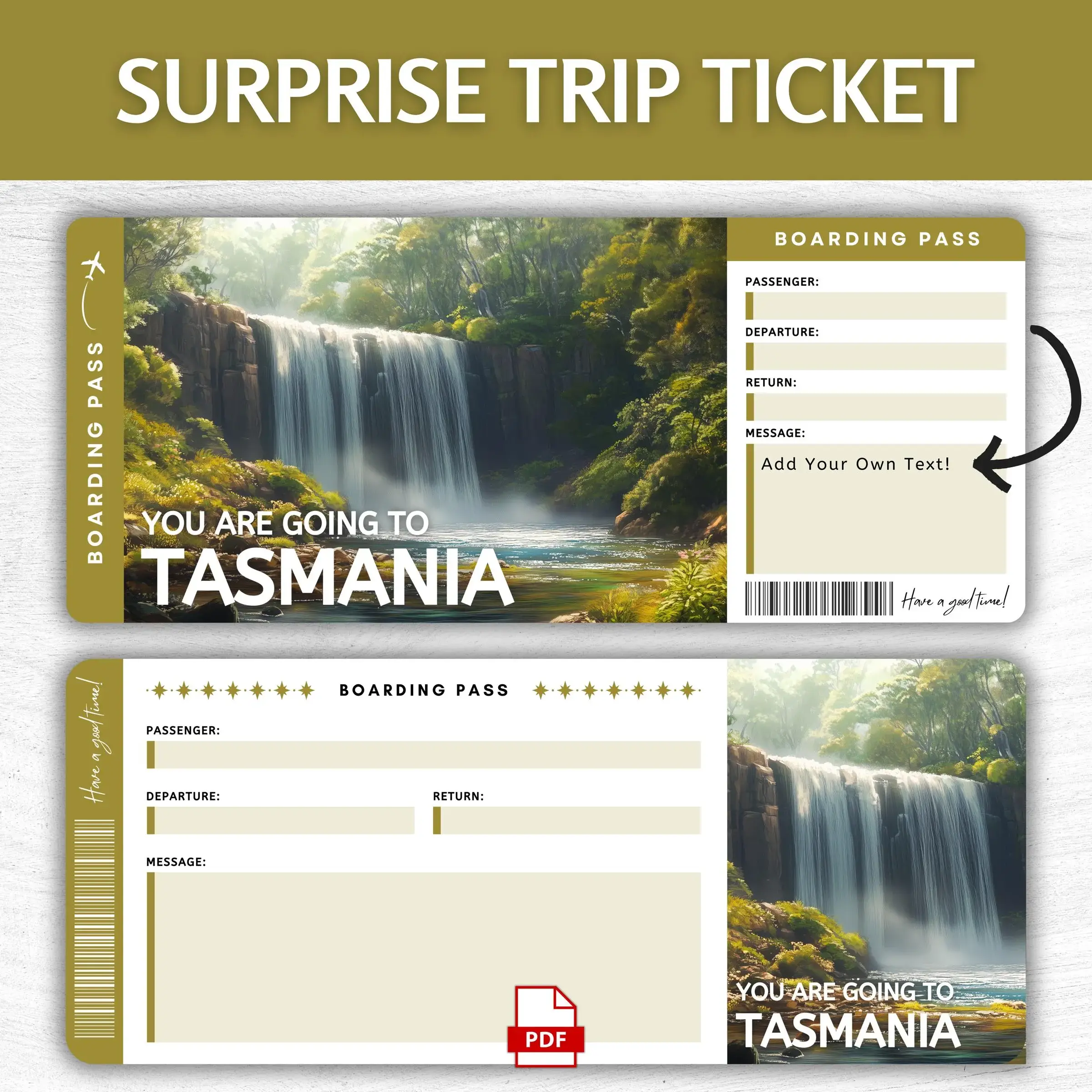 Printable Tasmania Boarding Pass