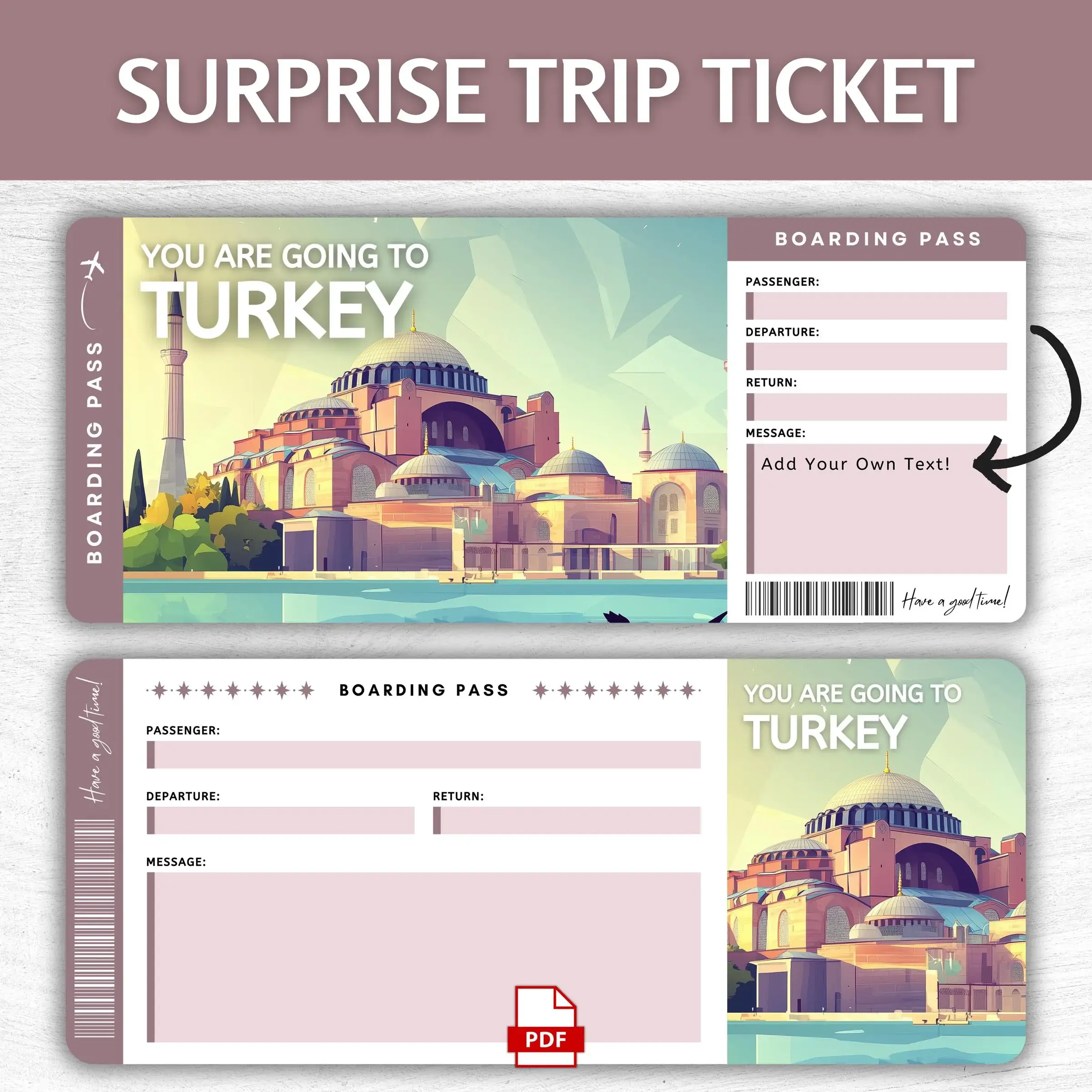 Printable Turkey Boarding Pass