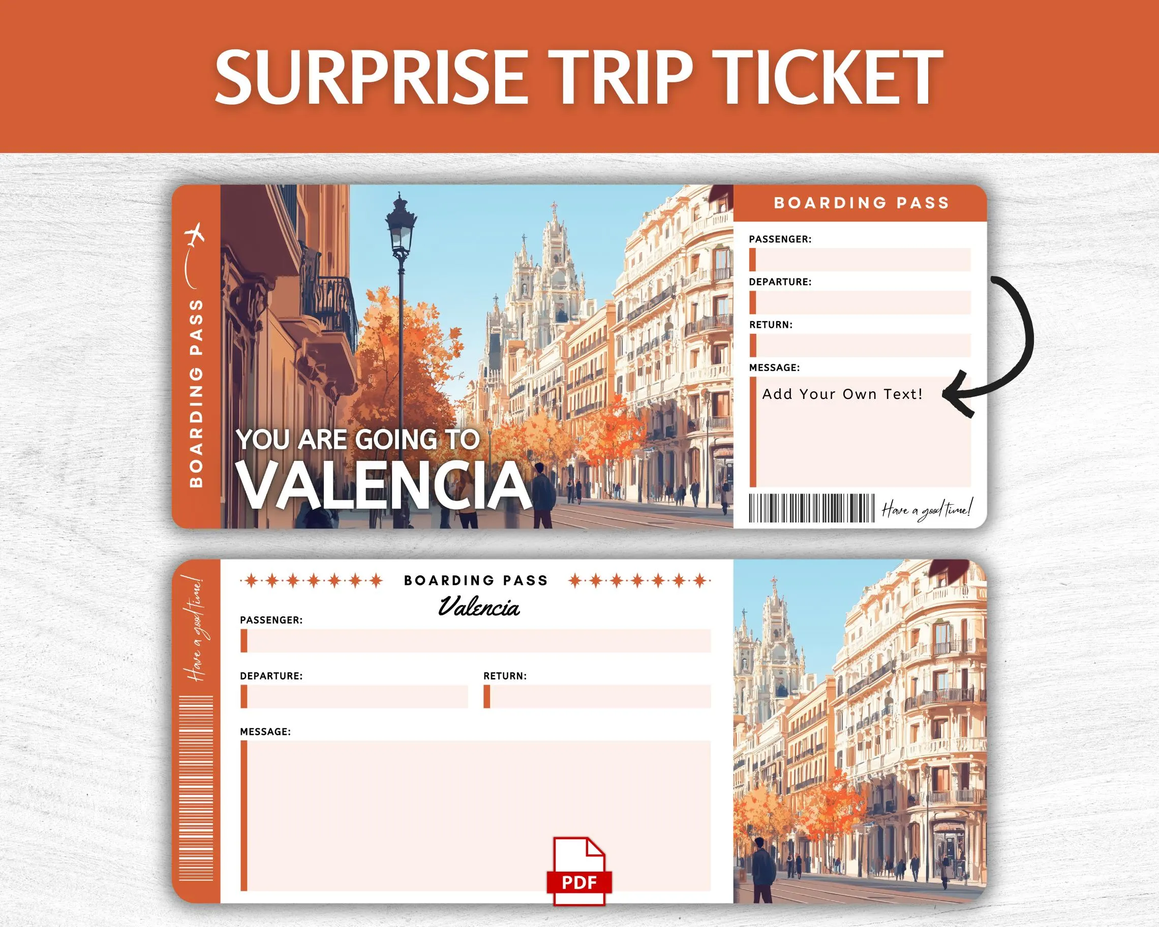 Printable Valencia Boarding Pass
