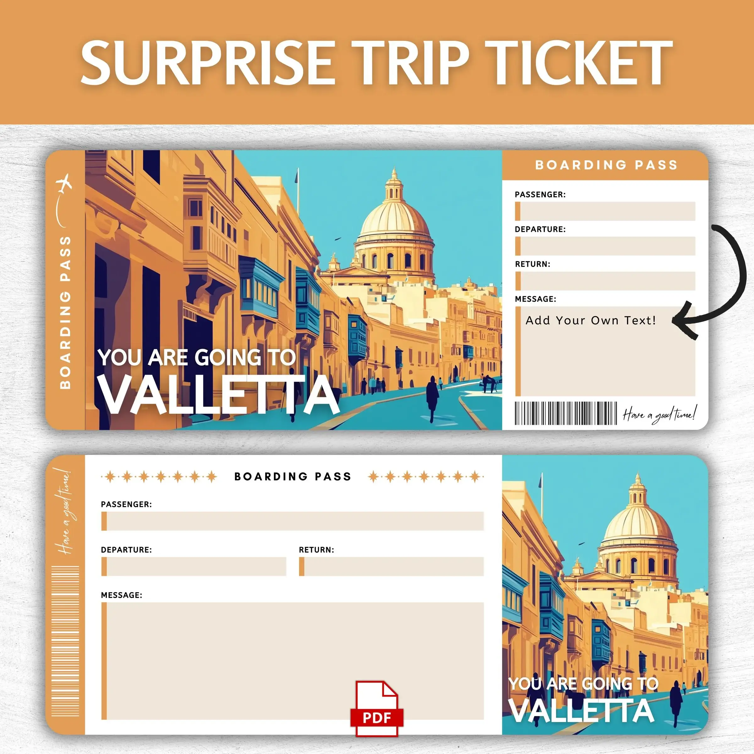 Printable Valletta Boarding Pass