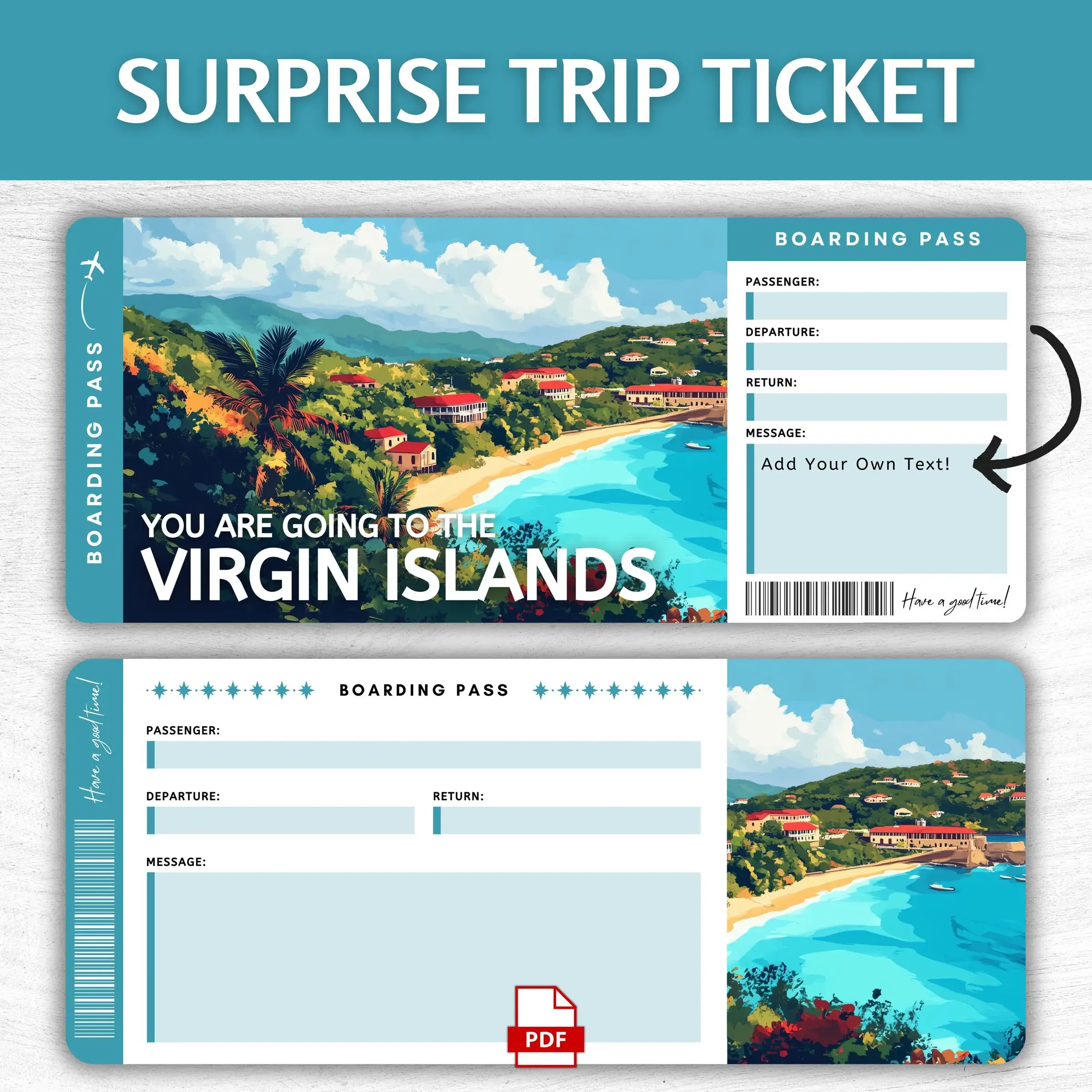 Printable Virgin Islands Boarding Pass