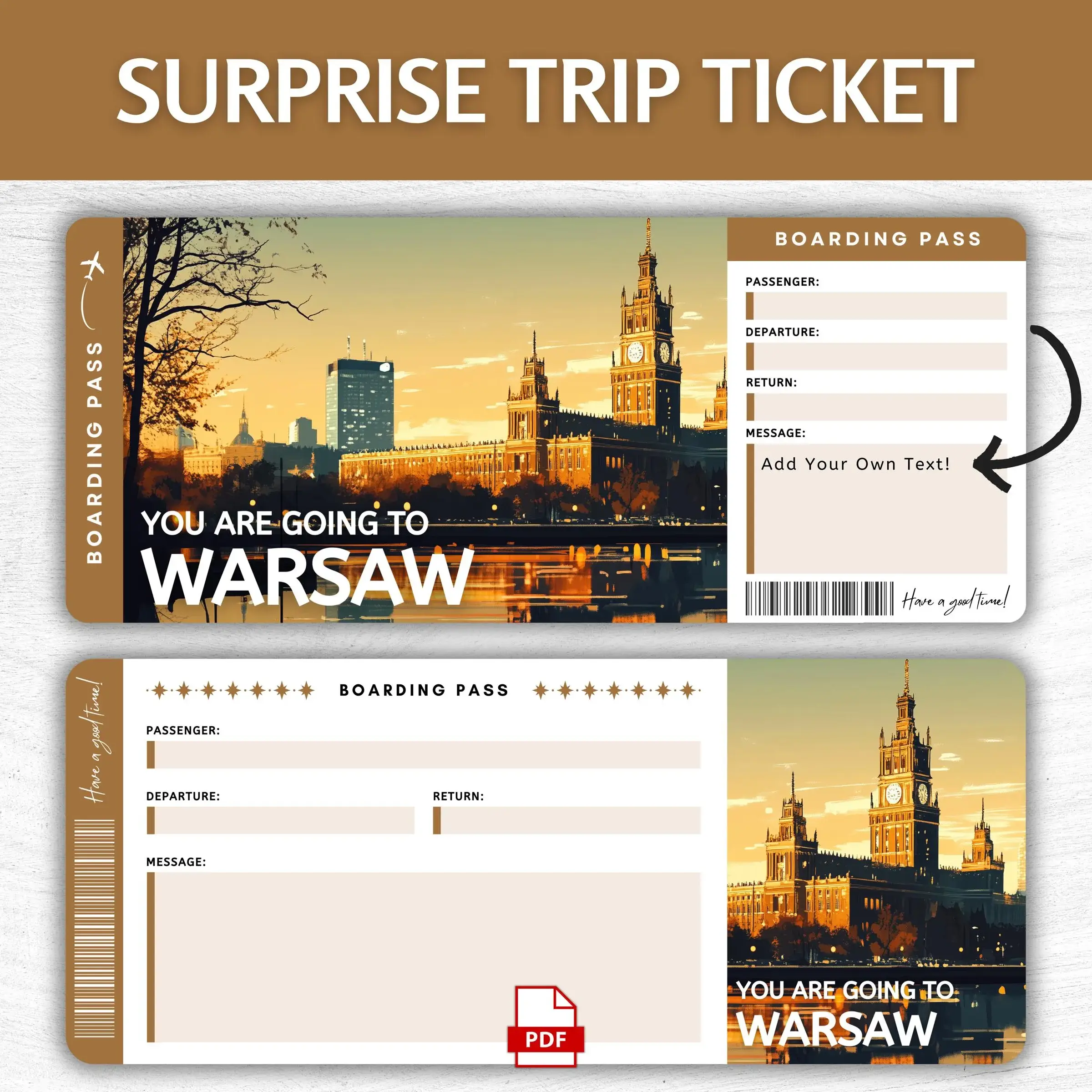 Printable Warsaw Boarding Pass