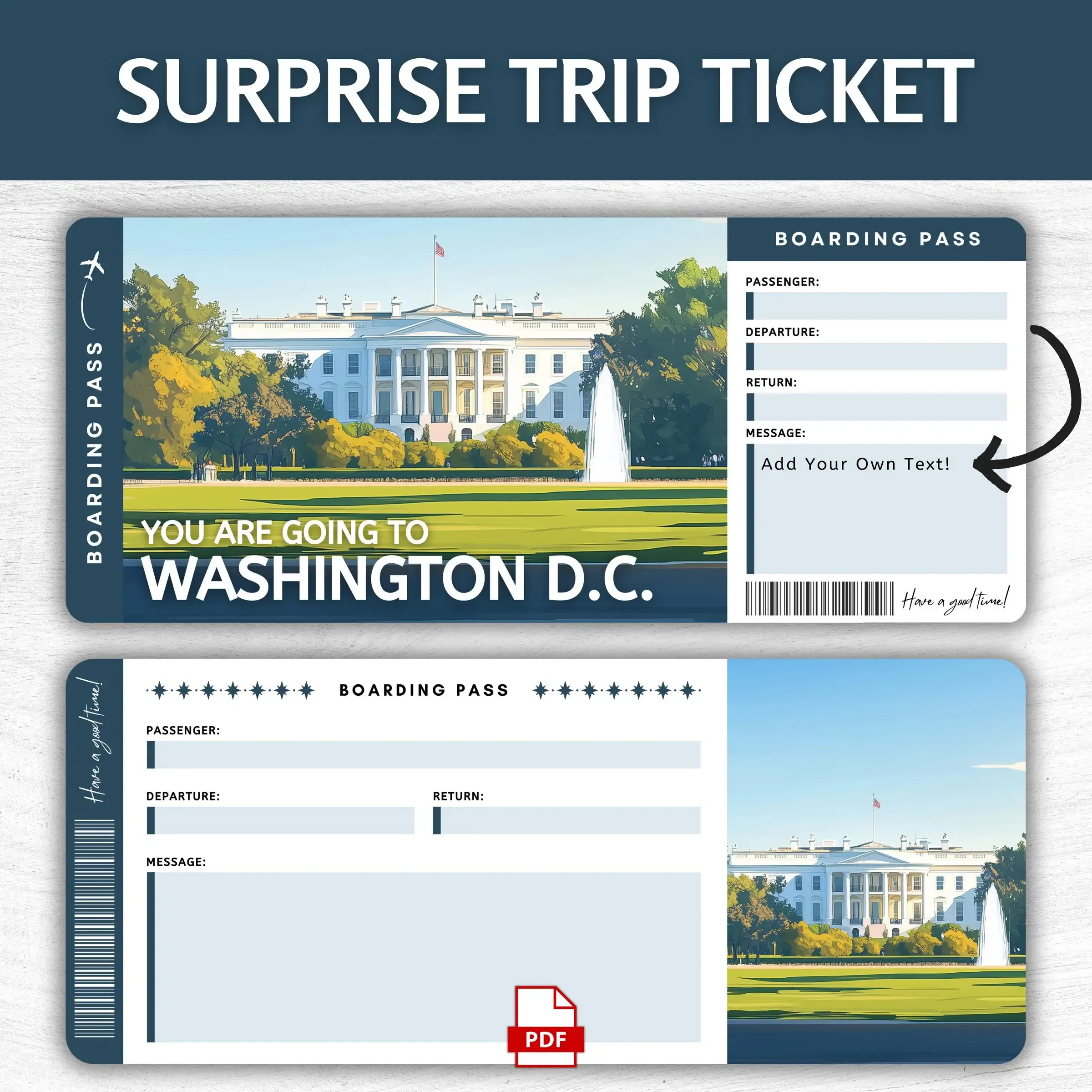 Printable Washington D.C. Boarding Pass