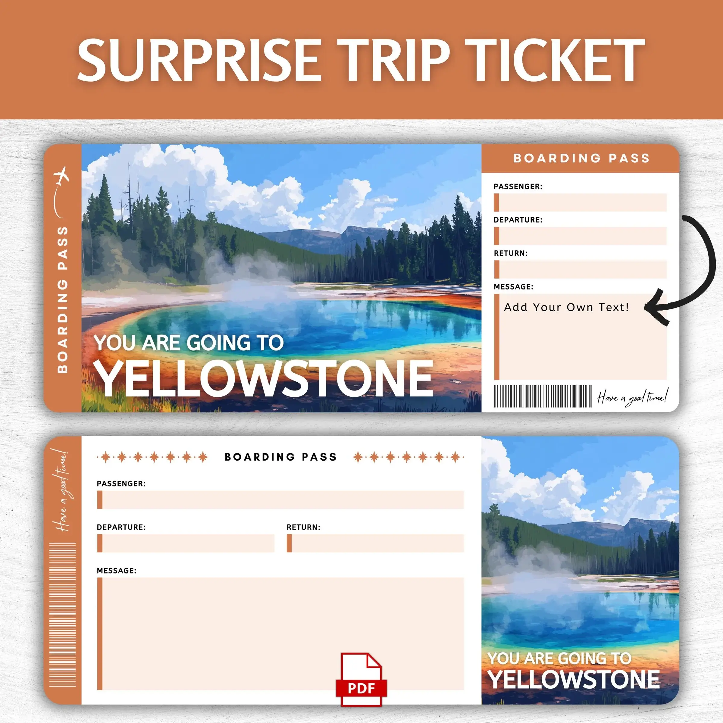 Printable Yellowstone Boarding Pass
