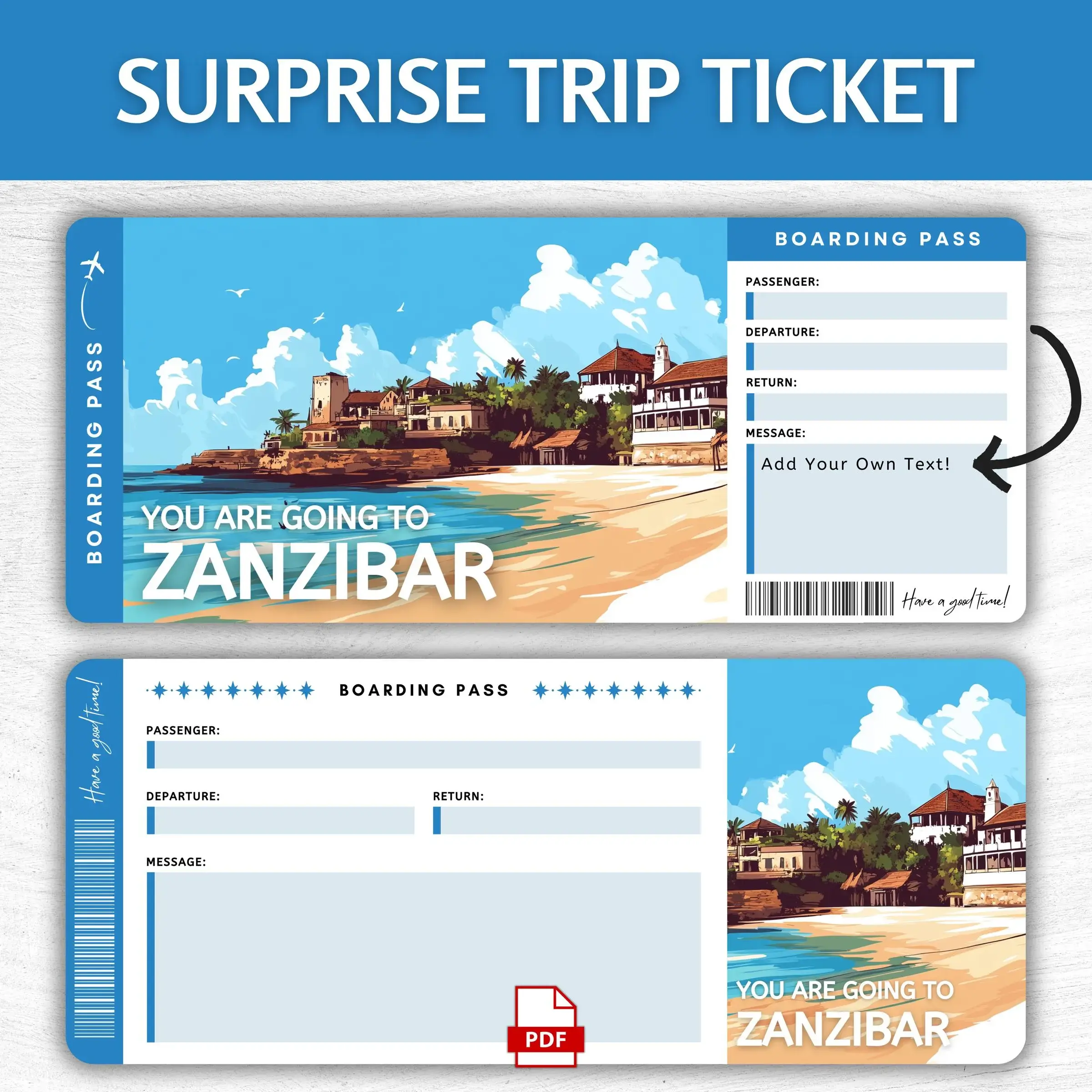 Printable Zanzibar Boarding Pass